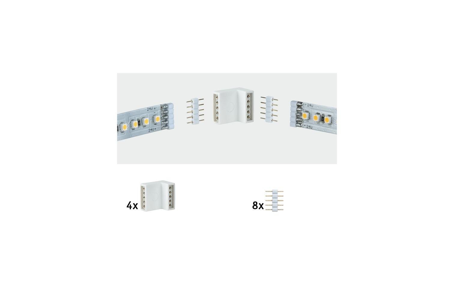 Paulmann MaxLED Edge-Connector 4er Pack, Weiss, inkl. 8 Stecker