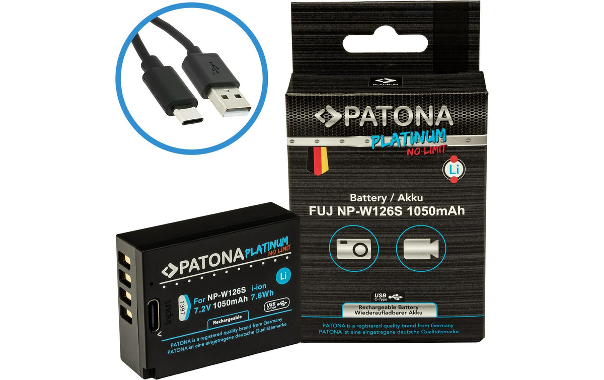 PATONA Platinum Akku mit USB-C NP-W126S für Fuji NP-W126S