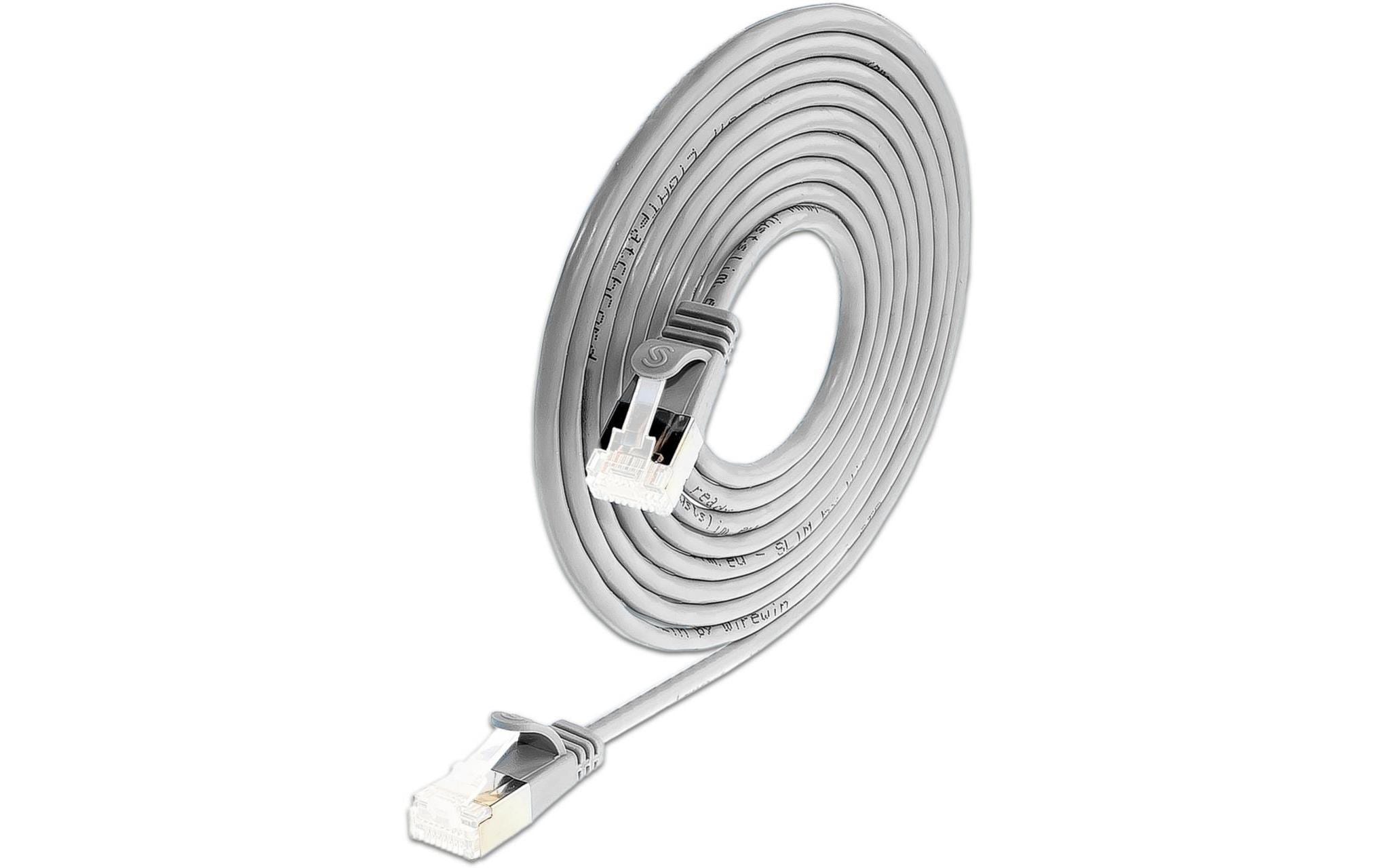 SLIM Patchkabel: 15cm, grau, 50-Pack Cat.6A, U/FTP, LSOH, Klinke nicht brechbar