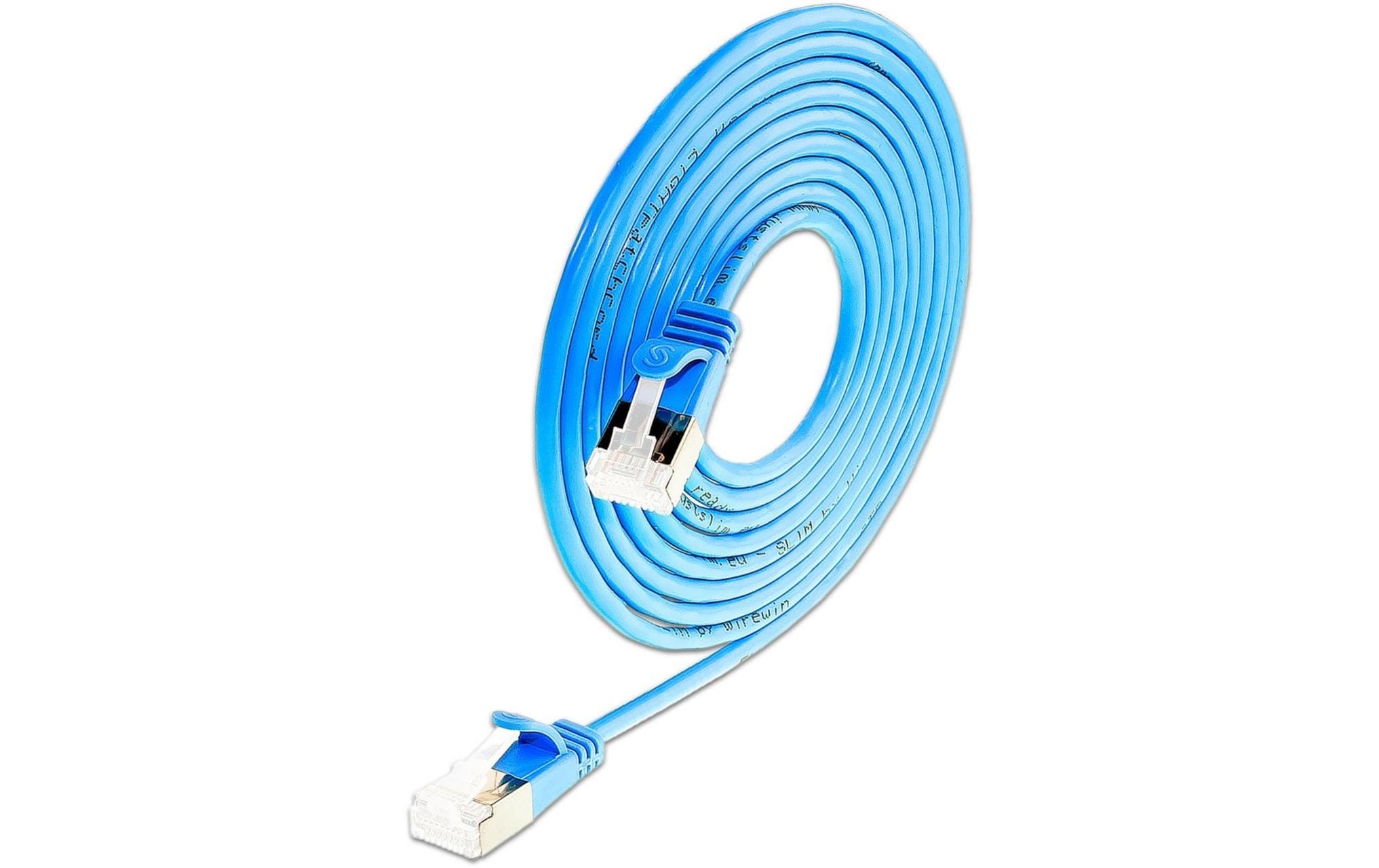 SLIM Patchkabel: 15cm, blau, 50-Pack Cat.6A, U/FTP, LSOH, Klinke nicht brechbar