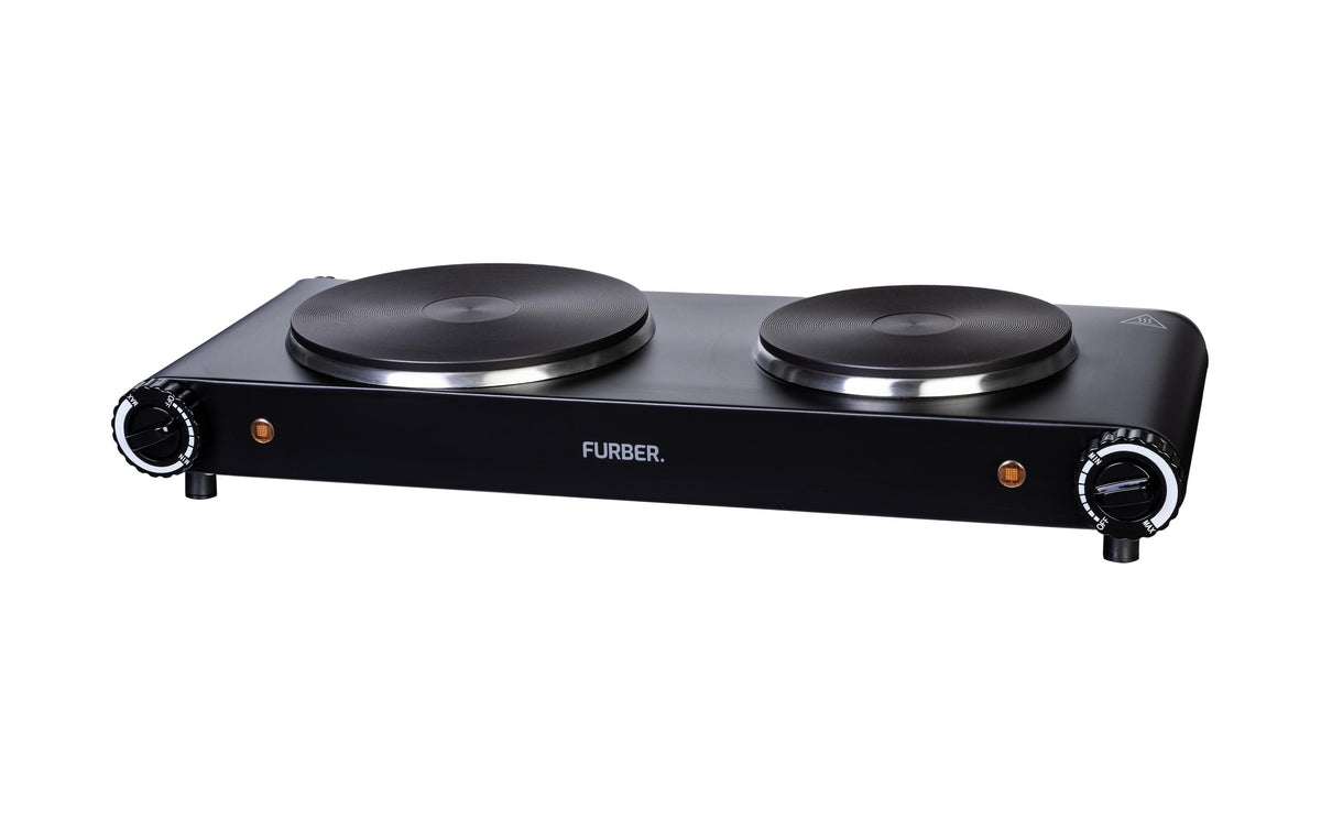 FURBER, Doppelkochplatte Schwarz, 1500 W / 1500W + 1000W, Platte 18.8 + 15.5cm
