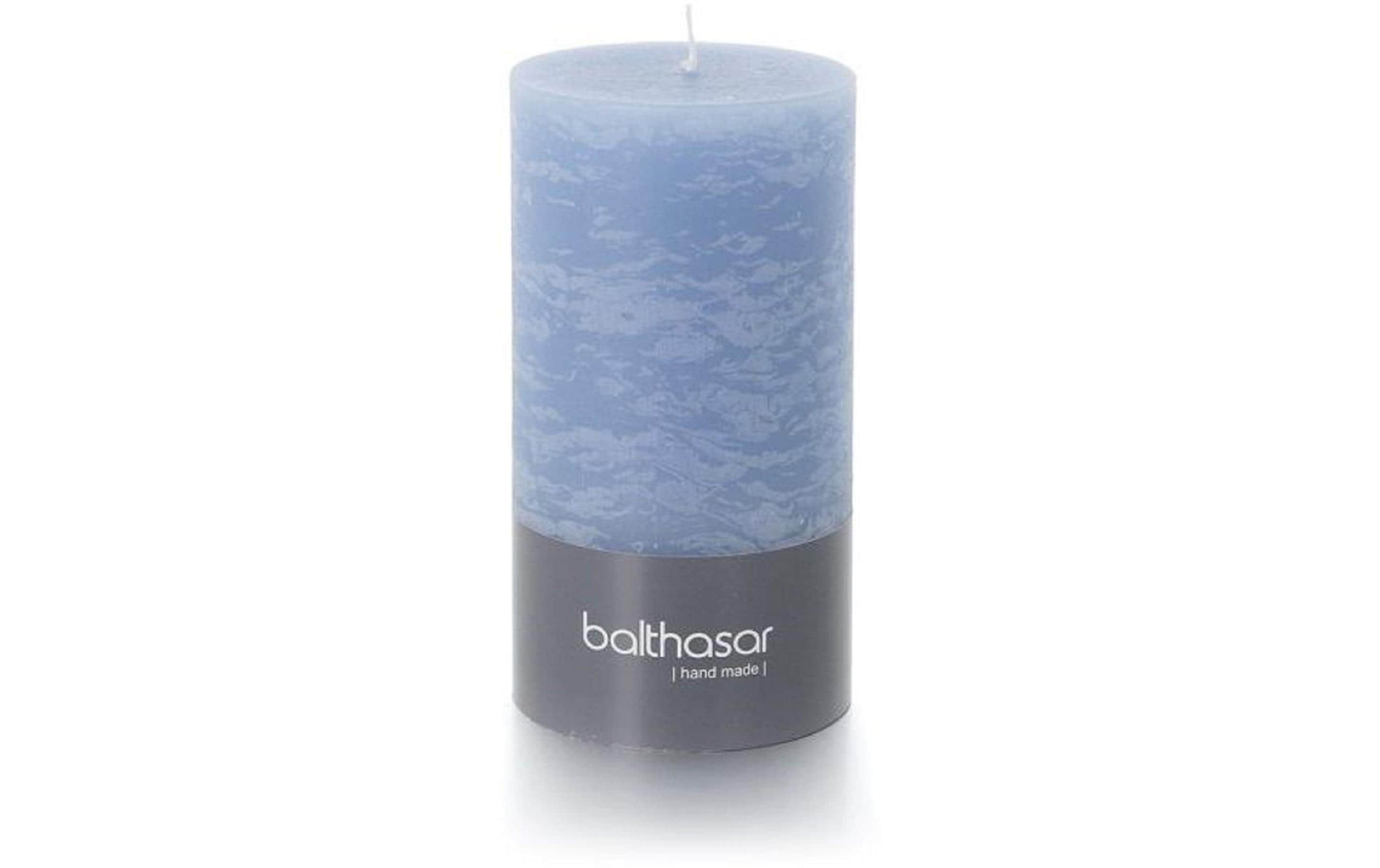 balthasar Zylinderkerze Rustico, Denim 7x13 cm (DXH), Brenndauer 60h