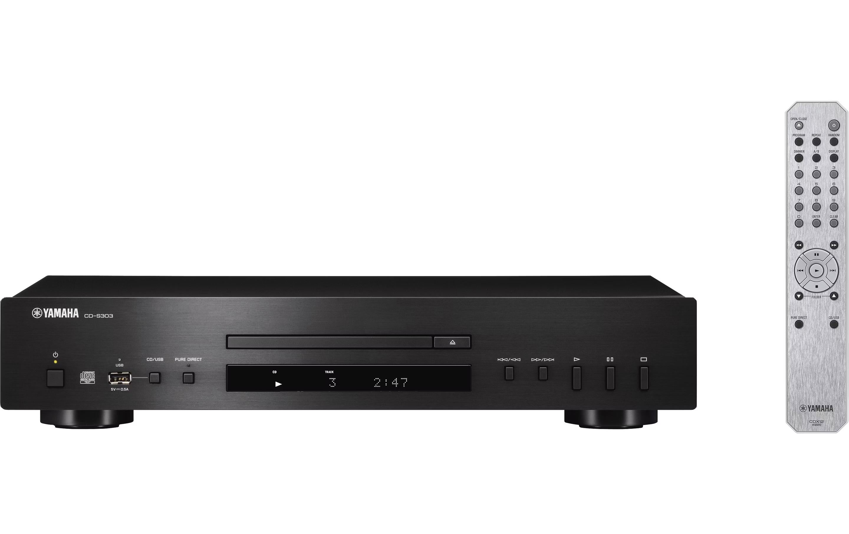 Yamaha CD-S303 CD-Spieler Schwarz, Pure-Direct, 10 Direktwahltasten