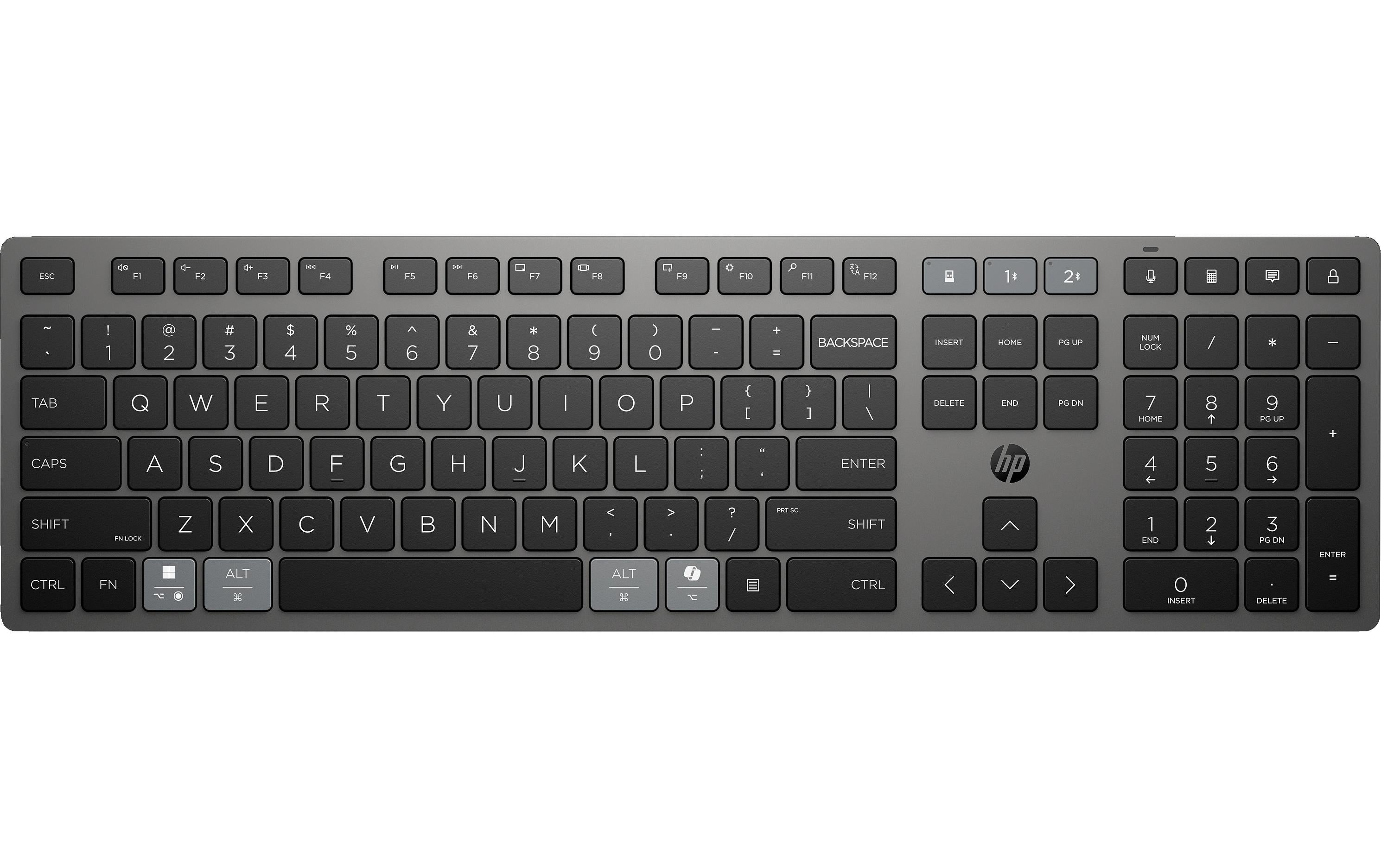 HP 725 Wireless Tastatur, Black 2.4 GHz,Bluetooth, CH-Layout, Supercap