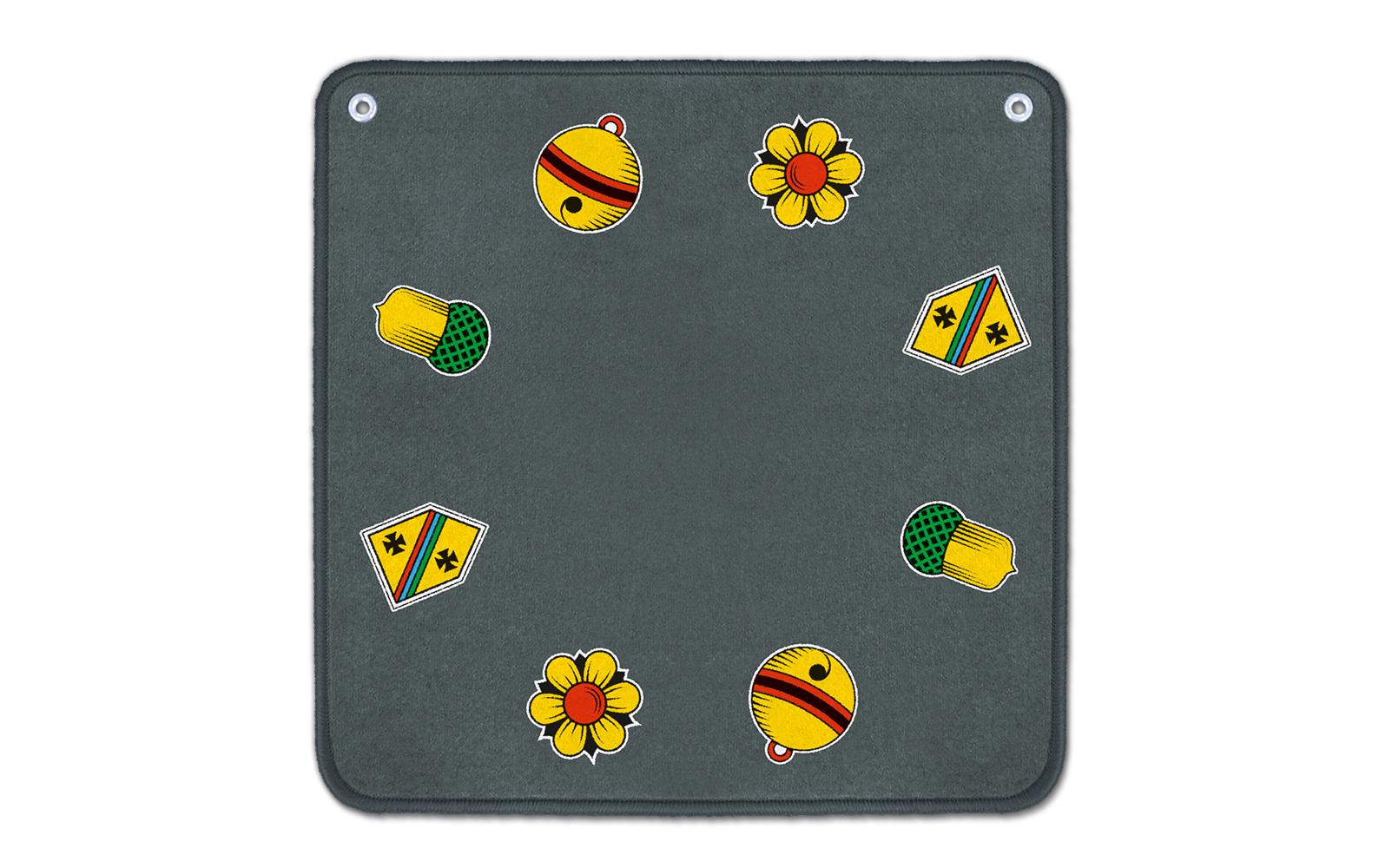 Jassteppich grau mit deutschen Motiven