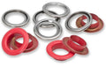Prym Ösen mit Scheiben , rot-silber 14 mm, 15 Stk., 100% MS