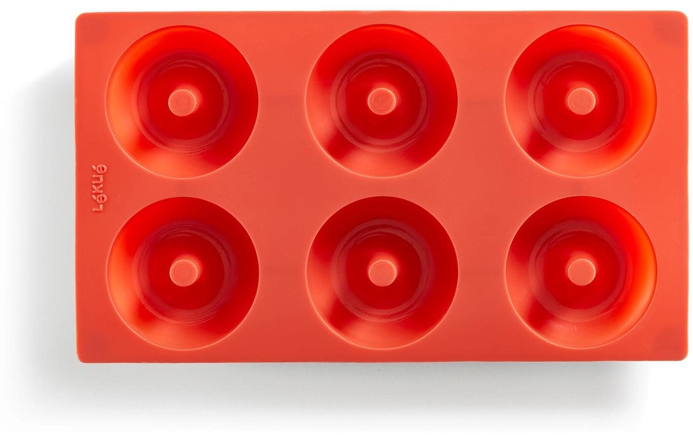 Lékué Donutbackform 6 Mulden Silikon, Rot