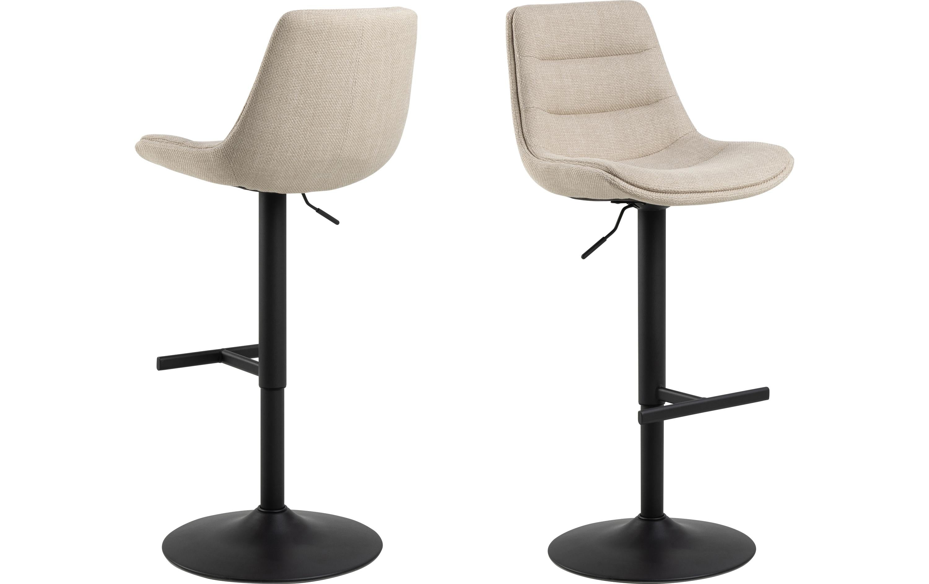 AC Design Barstuhl Adisa 2 Stück Stahl/Textil, 2 Stück, Beige
