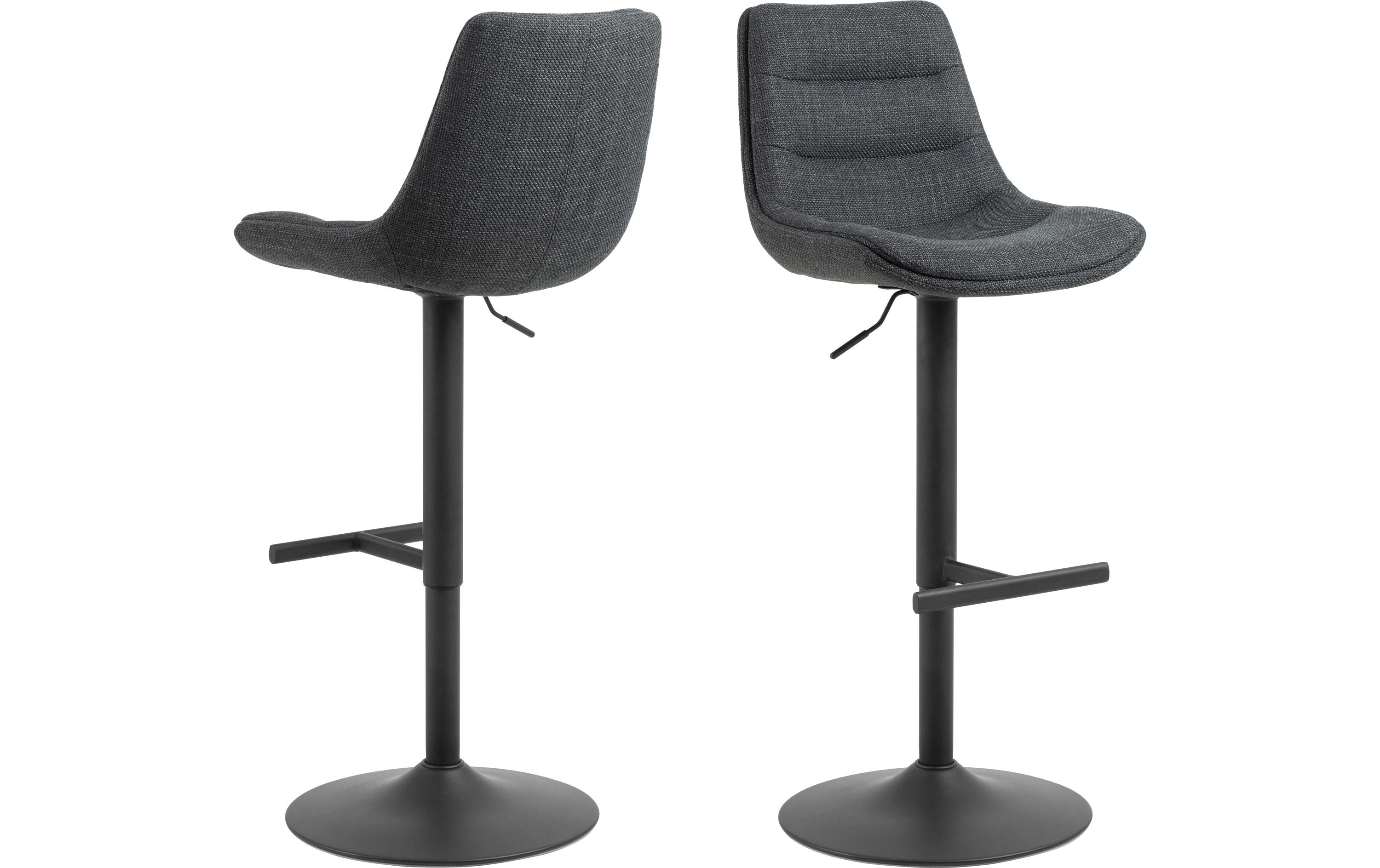 AC Design Barstuhl Adisa 2 Stück Stahl/Textil, 2 Stück, Dunkelgrau