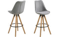 AC Design Barstuhl Dima 2 Stück Gummibaum/Stahl, 2 Stück, Grau