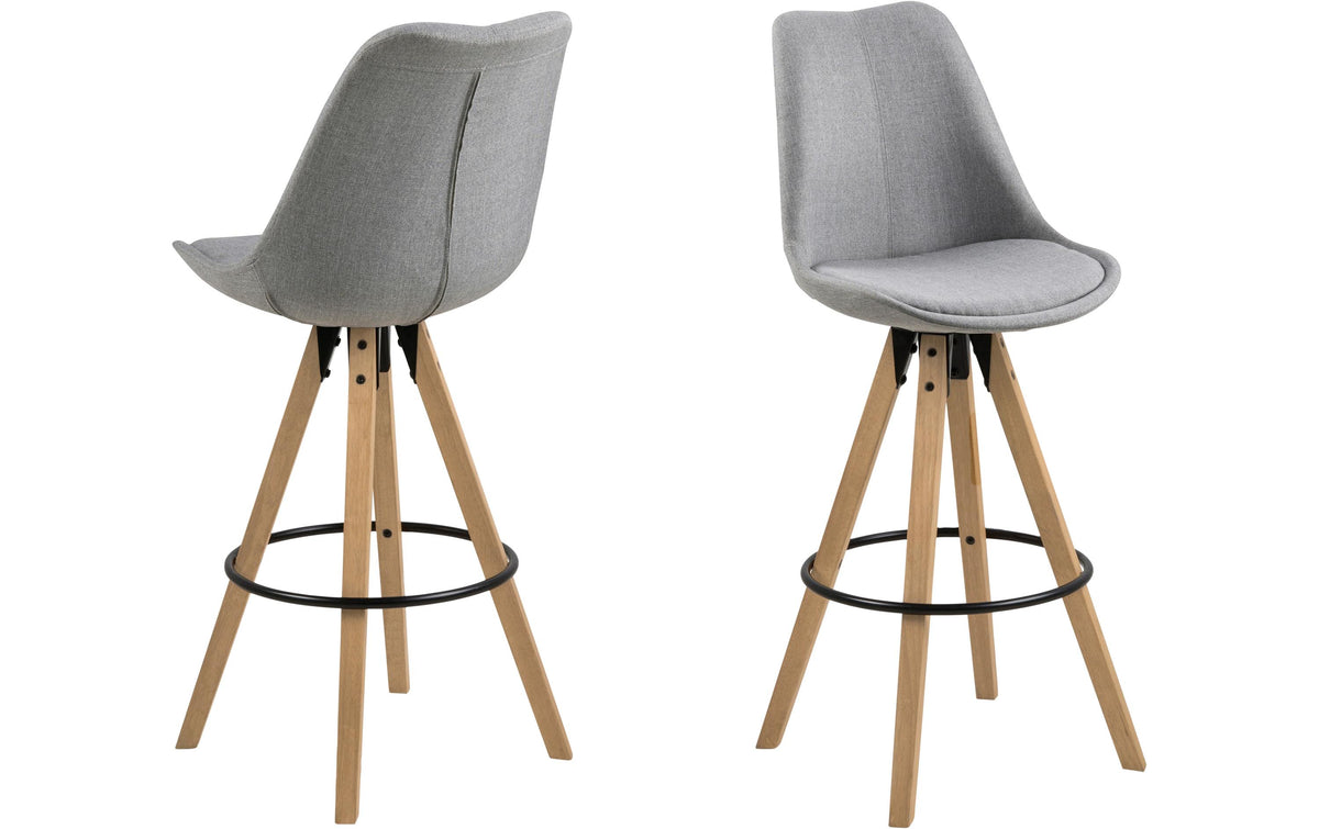 AC Design Barstuhl Dima 2 Stück Gummibaum/Stahl, 2 Stück, Grau