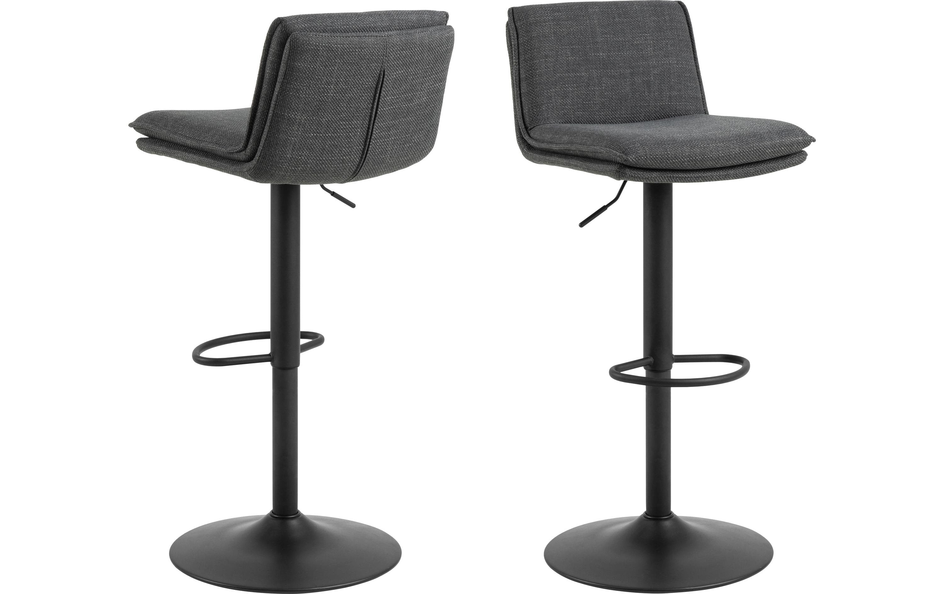 AC Design Barstuhl Flynn 2 Stück Stahl/Polyurethan, Dark Grey