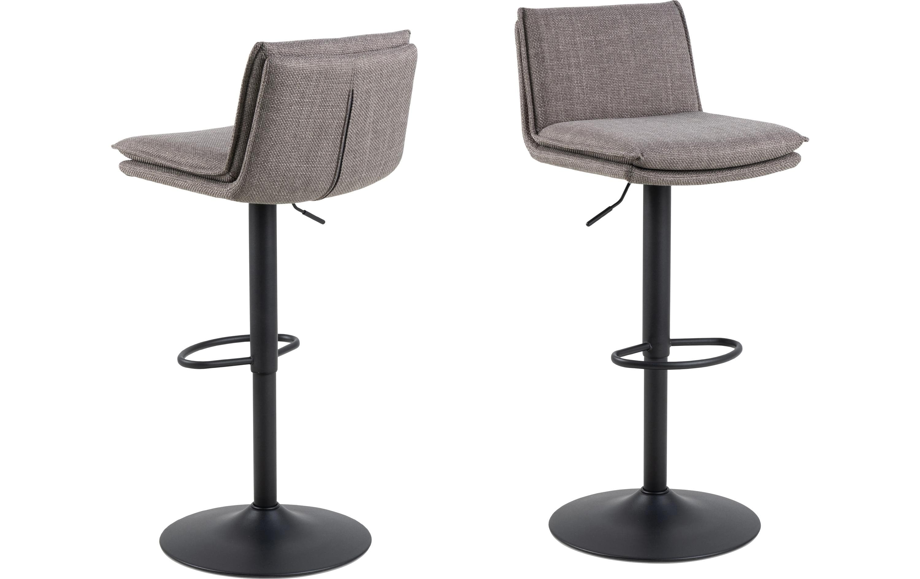 AC Design Barstuhl Flynn 2 Stück Stahl/Polyurethan, Light Grey/Brown