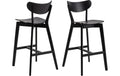 AC Design Barstuhl Roxby 2 Stück Gummibaum/Eiche, 2 Stück, Schwarz