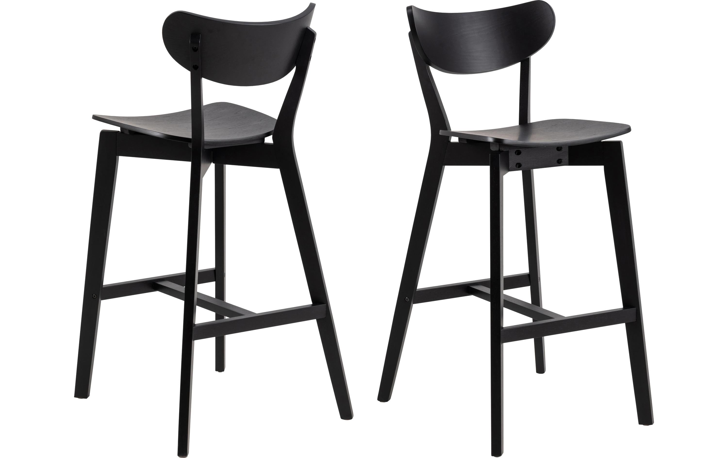 AC Design Barstuhl Roxby 2 Stück Gummibaum/Eiche, 2 Stück, Schwarz