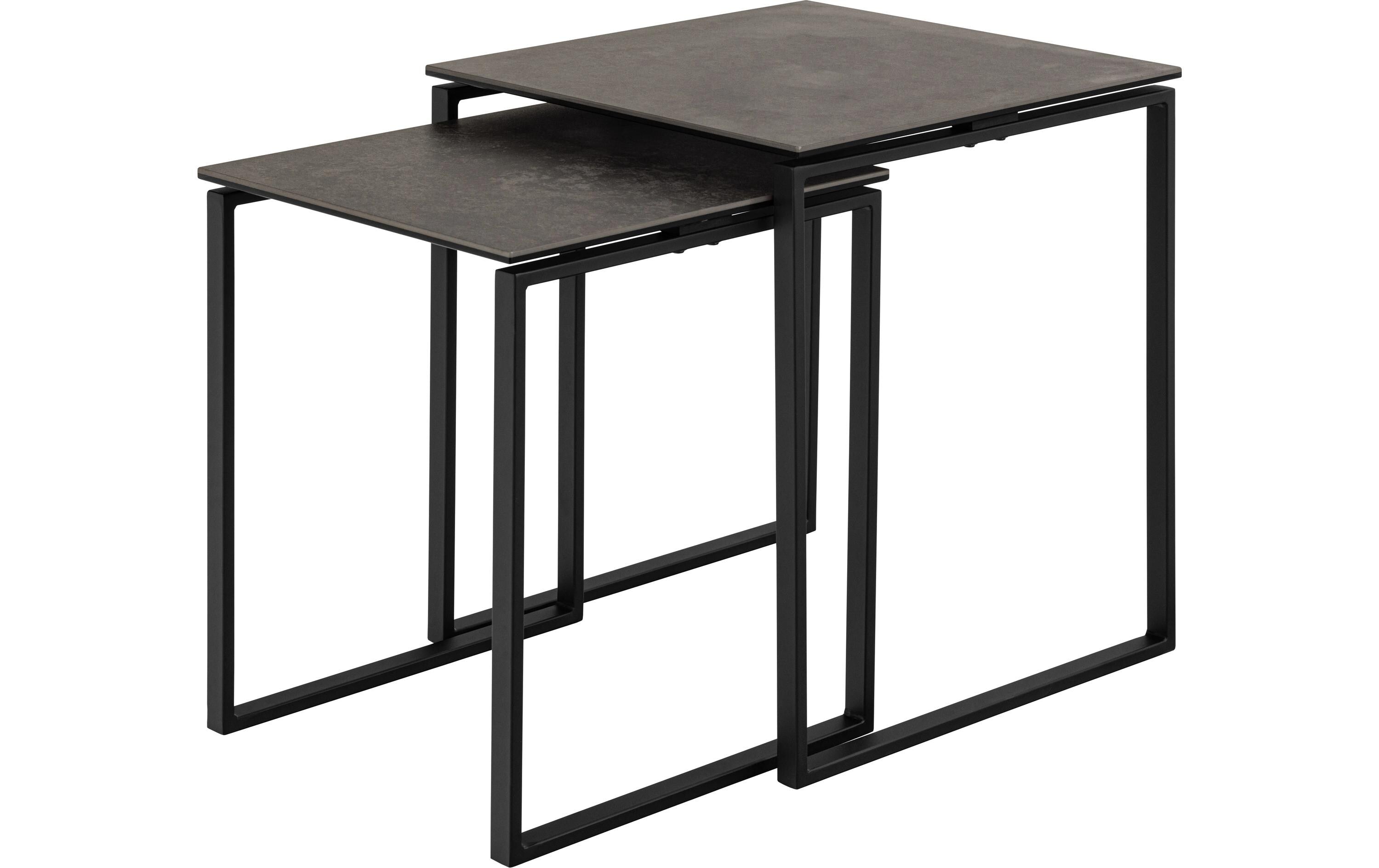 AC Design Couchtisch Katrine 2er Set Stahl/Keramik, Schwarz