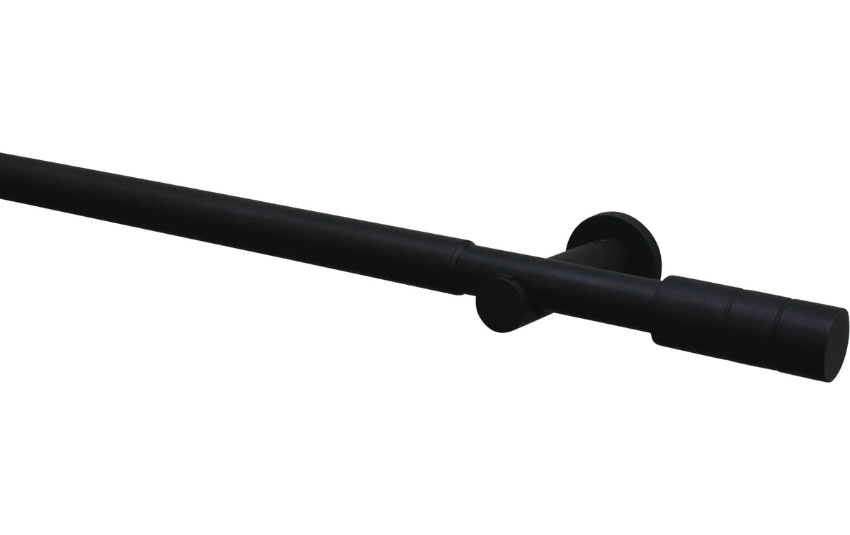 Gardinia VorhangstangeZylinder,Schwarz matt 100-190 cm, ausziehbar, inkl.Befestigungsm.