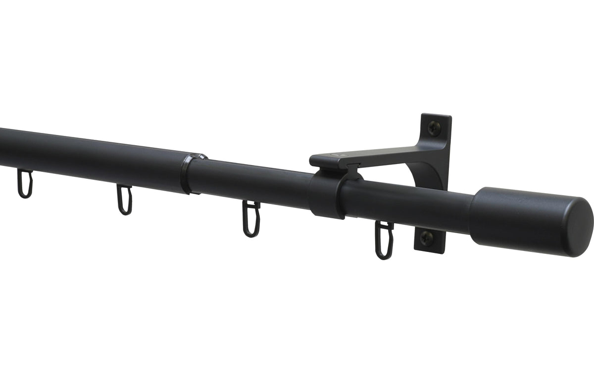 Gardinia Vorhangstange Theos, Schwarz matt 190-360 cm, Set mit ausziehbaren Innenlauf
