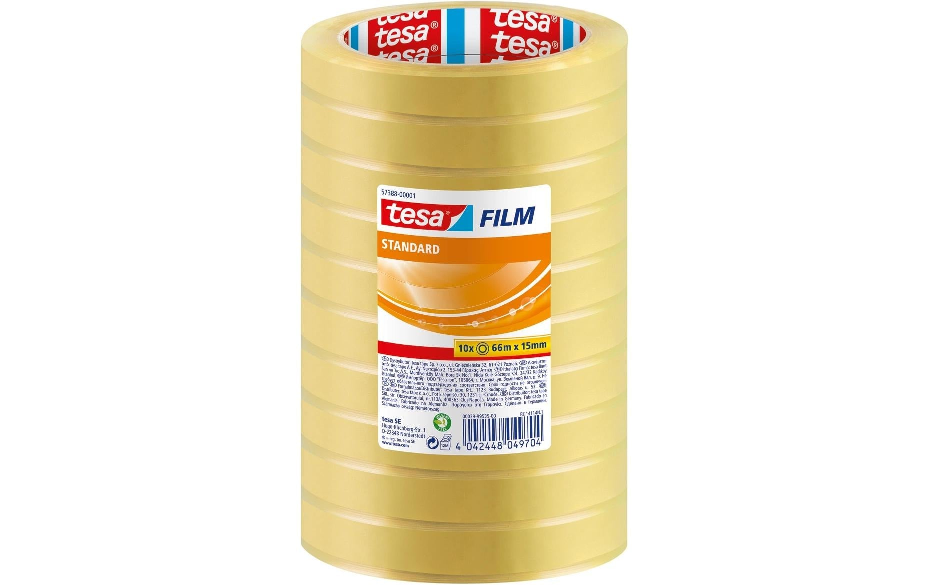 Klebeband, tesafilm Standard 10 Rollen, 66m x 15mm