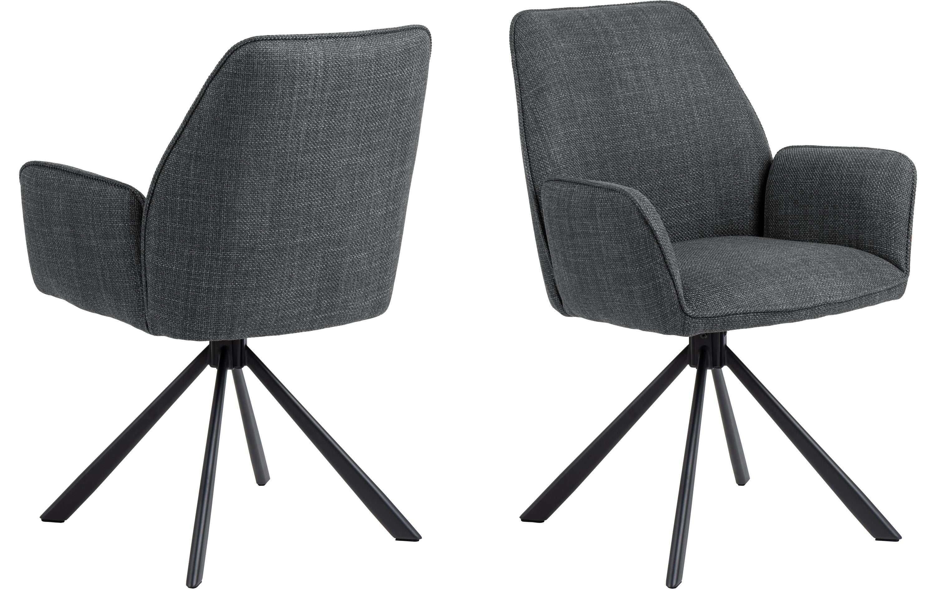 AC Design Esszimmerstuhl Glenda 2 Stück Stahl/Polyurethan, Dark Grey