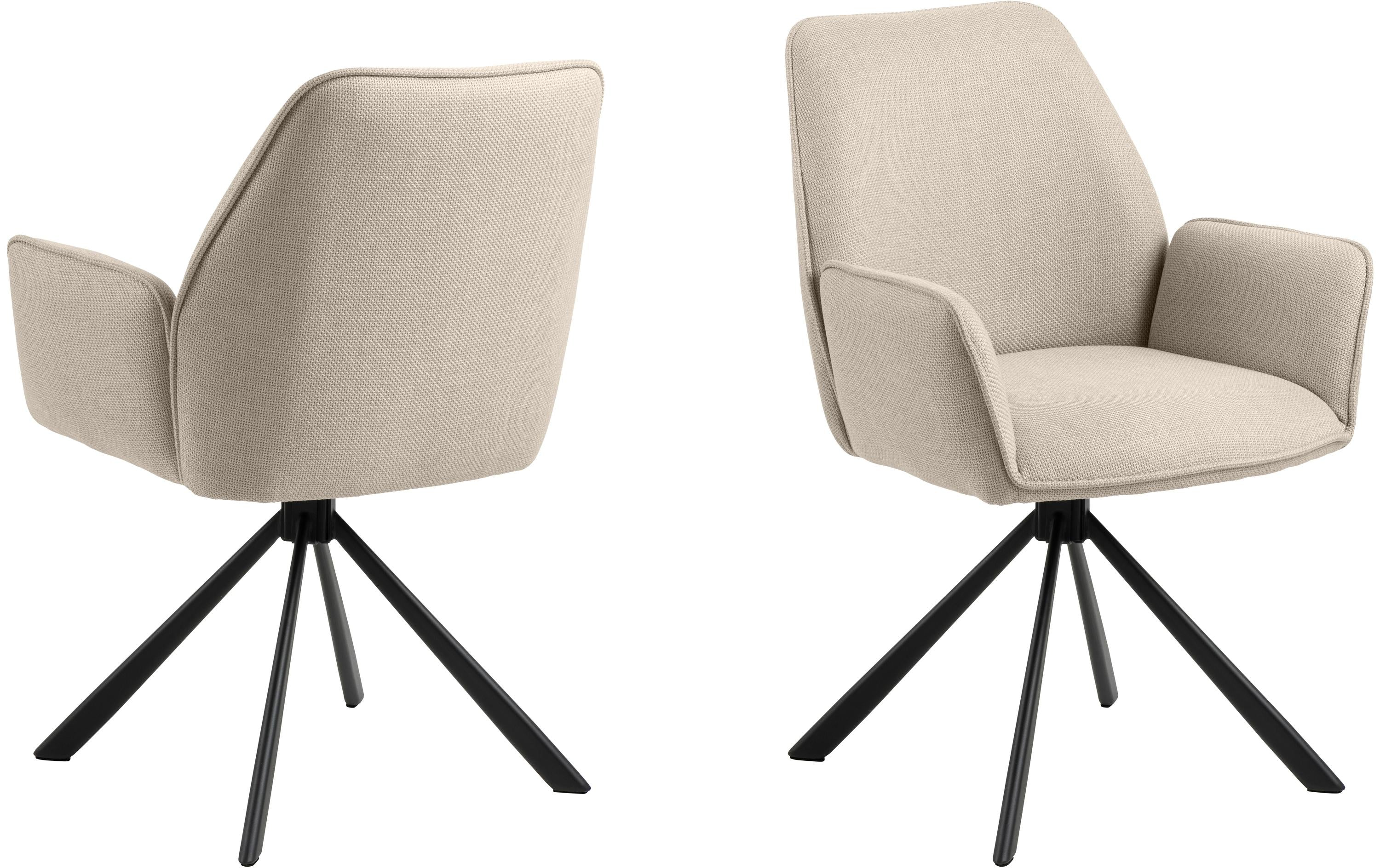 AC Design Esszimmerstuhl Glenda 2 Stück Stahl/Polyurethan, Beige