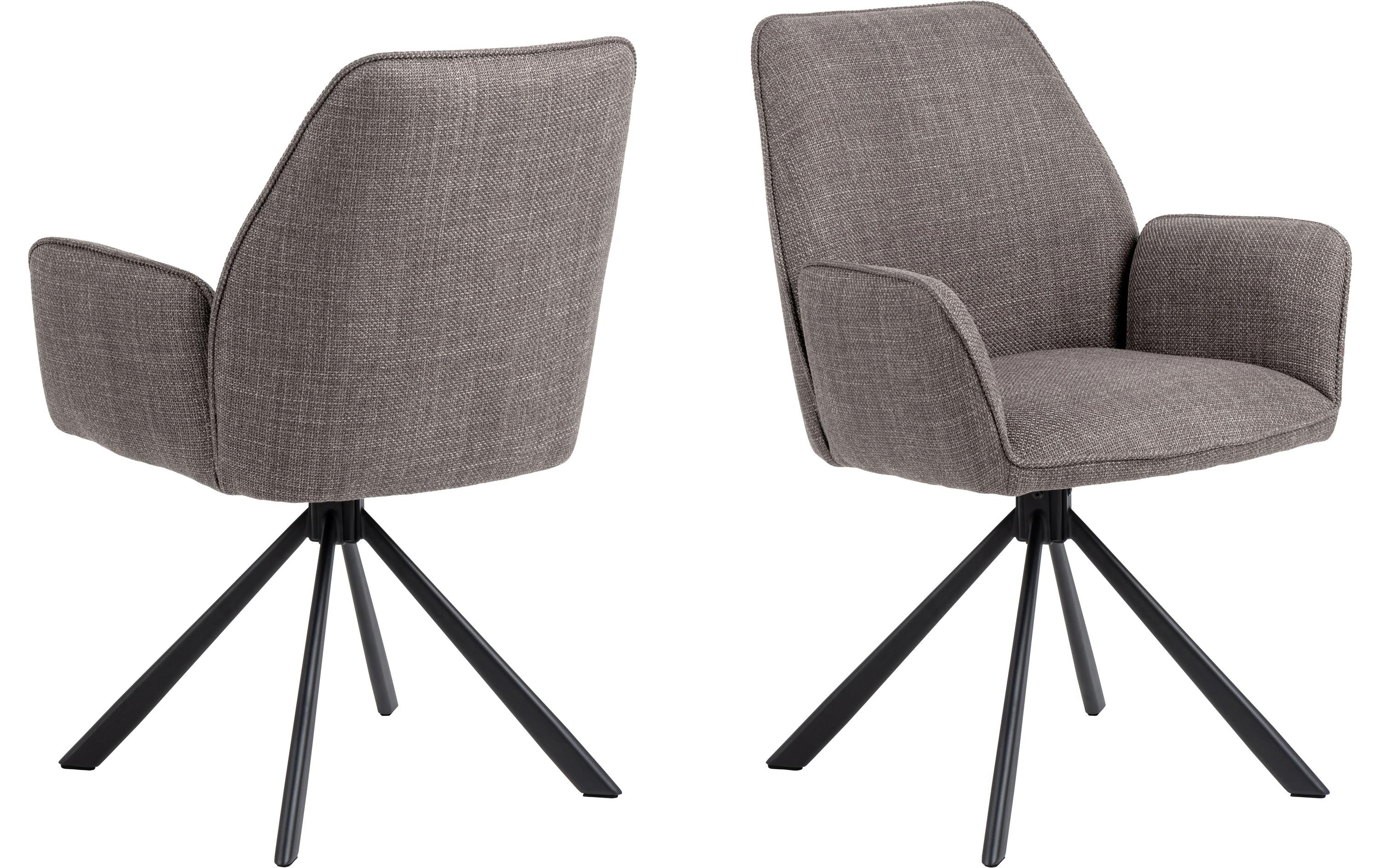 AC Design Esszimmerstuhl Glenda 2 Stück Stahl/Polyurethan, Light Grey/Brown