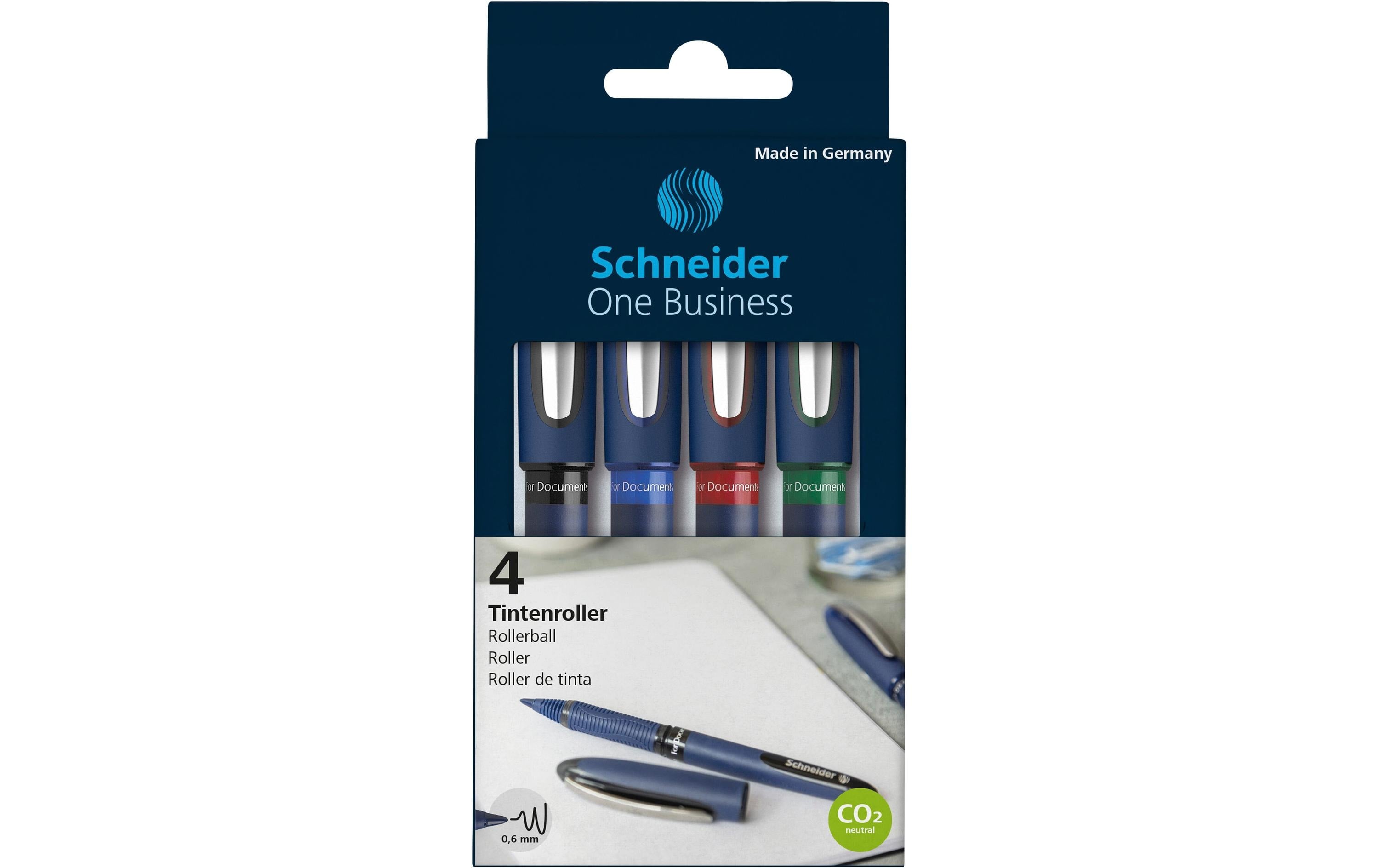 Schneider Tintenroller 1 Business 4er-Set blau, rot, schwarz, grün