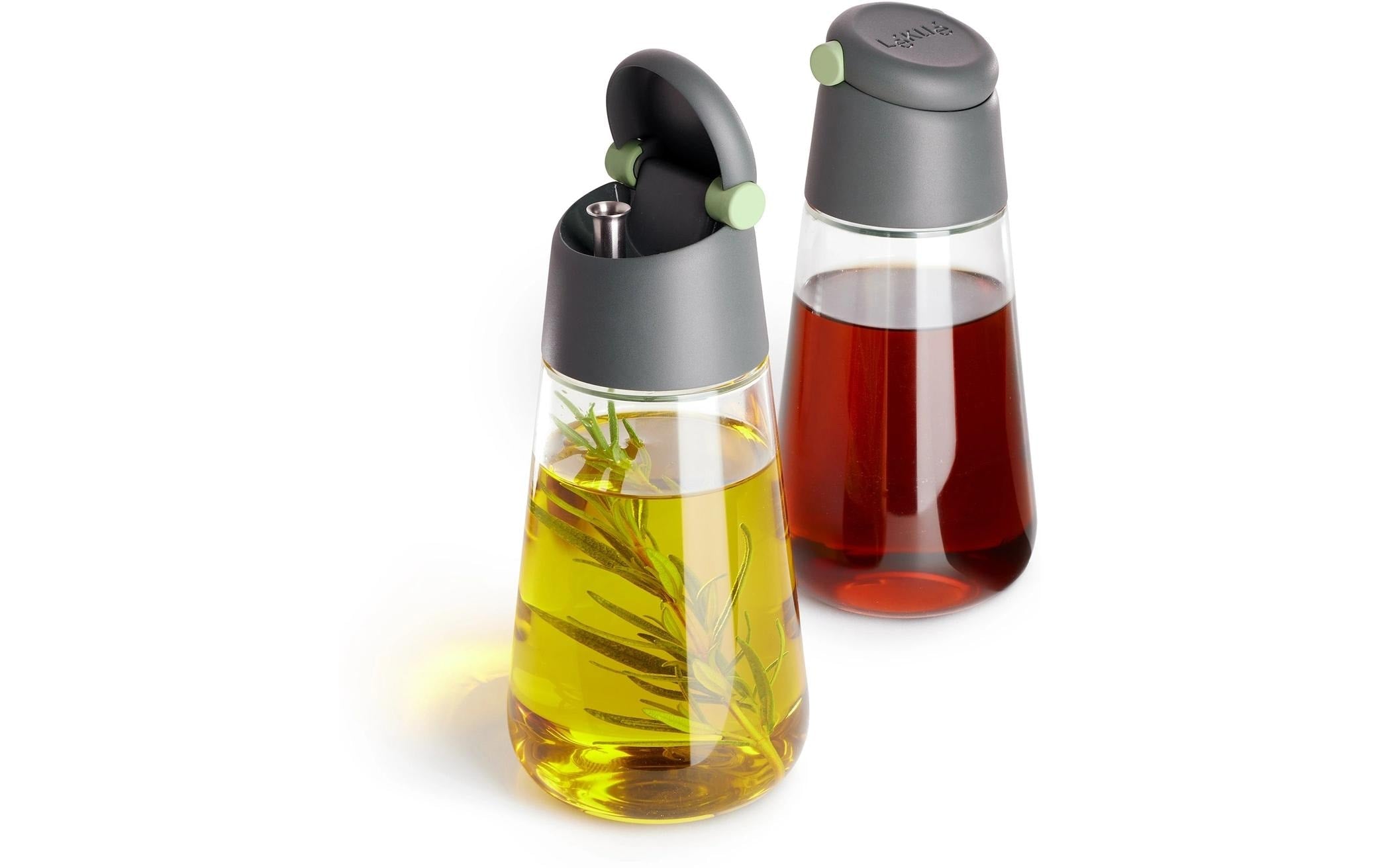 Lékué Öl- und Essigspender-Set Glas, Grau, 2-teilig