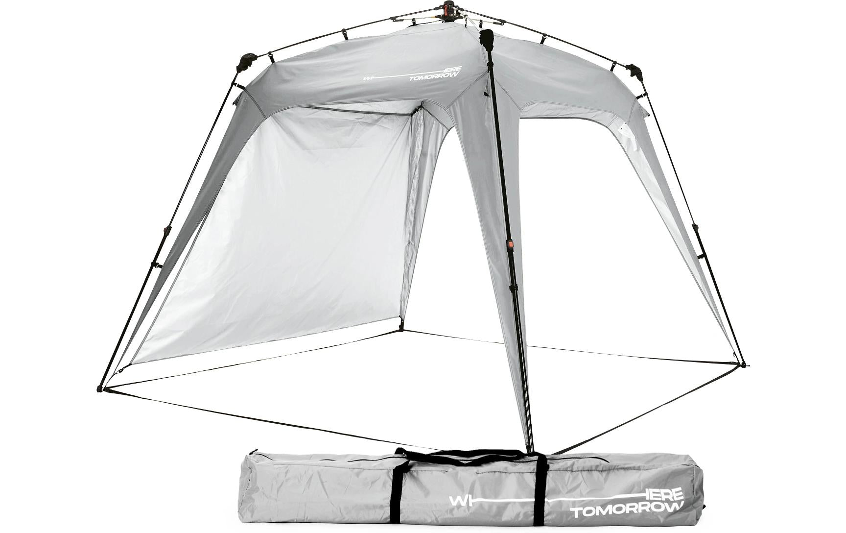 Where Tomorrow Pop Up Pavillon Hellgrau 250x250x190cm, 5.9Kg, mit 1 Seitenwand,