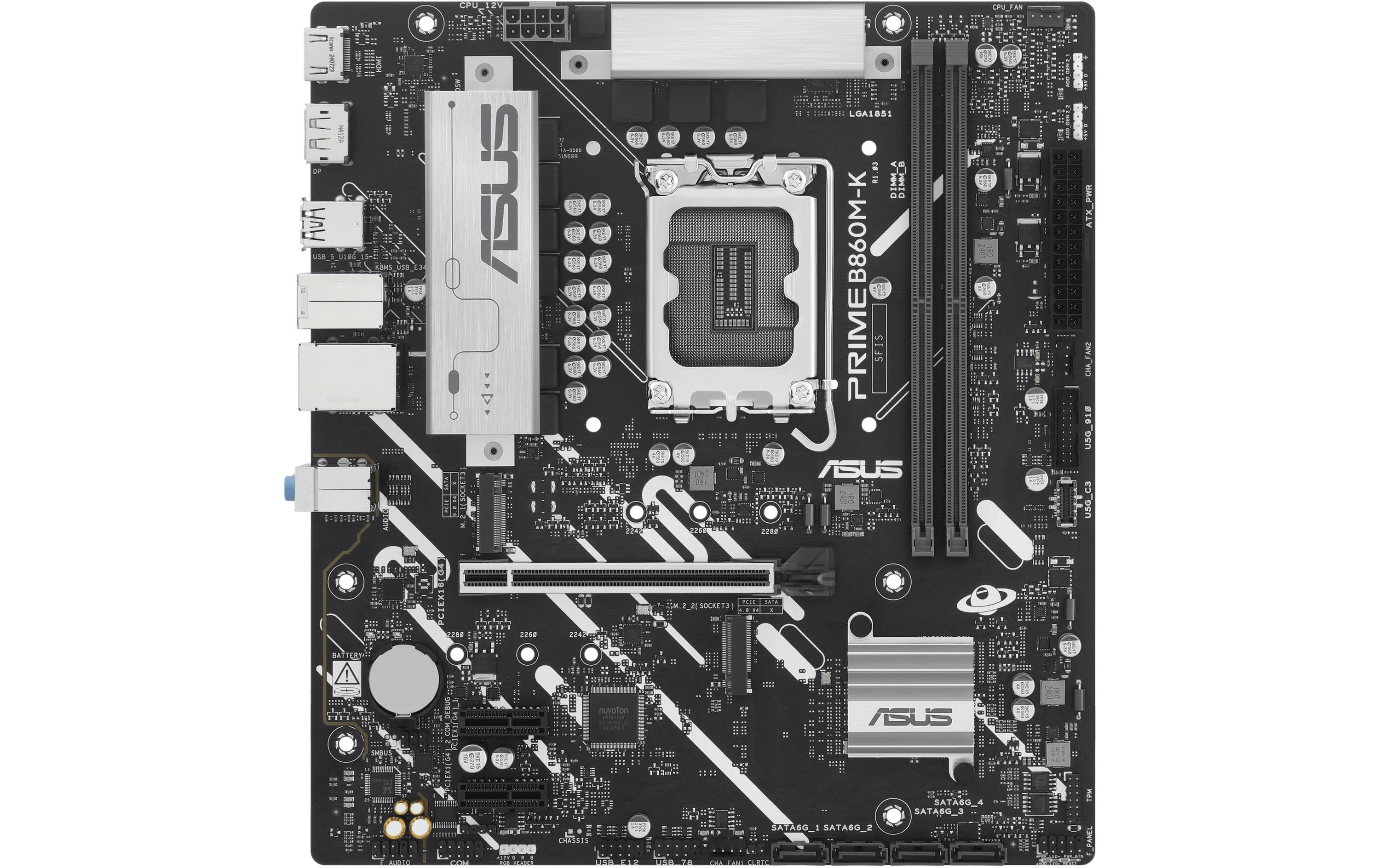 ASUS PRIME B860M-K, mATX LGA1851, 2x DDR5, PCI-E 5.0, HDMI, DP