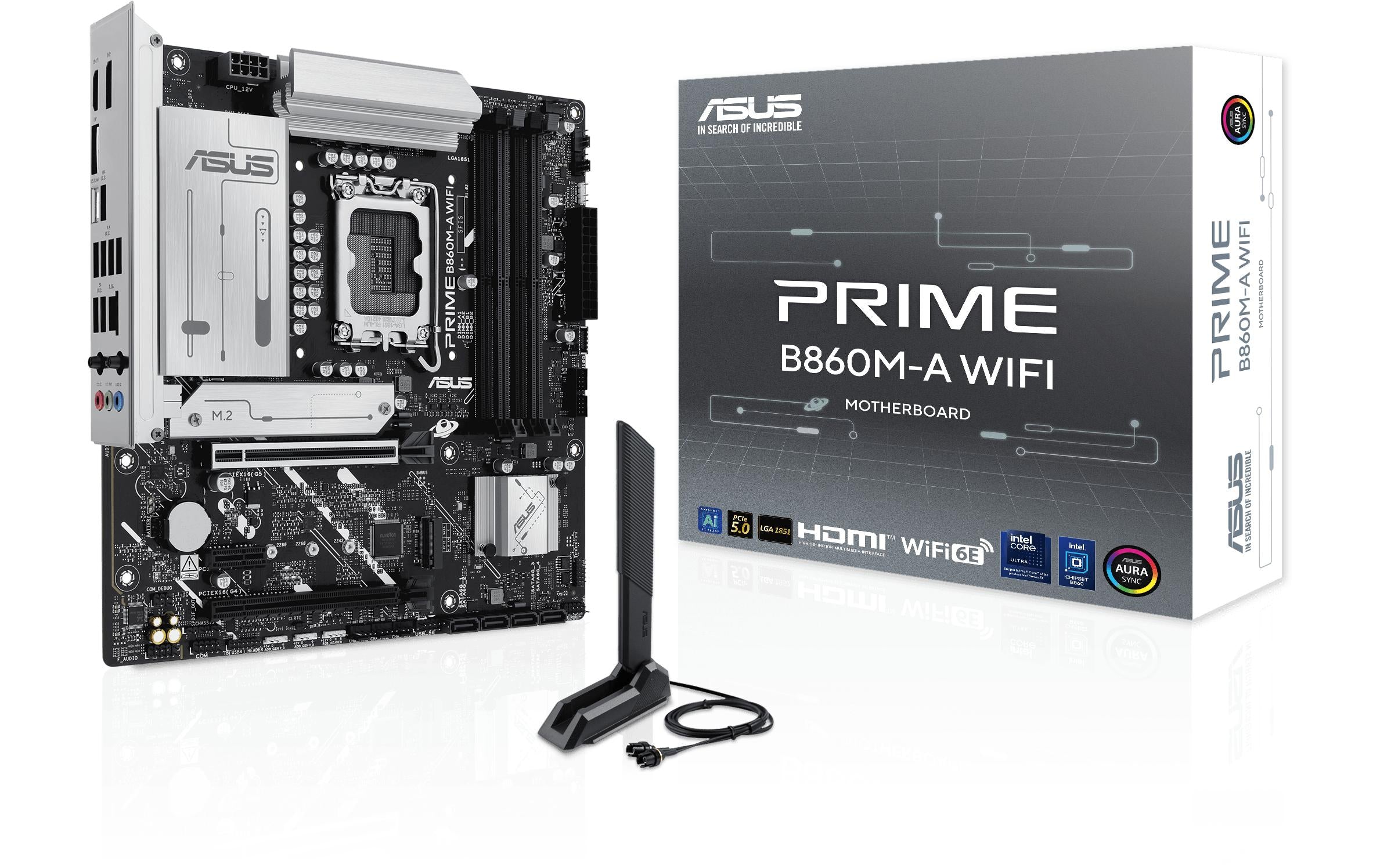 ASUS PRIME B860M-A WIFI, mATX LGA1851, 4x DDR5, PCI-E 5.0, HDMI, DP
