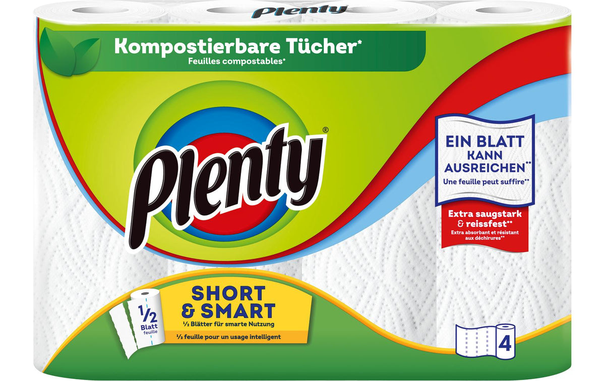 Plenty Short & Smart Haushaltspapier weiss 4 Rollen à 74 Blatt