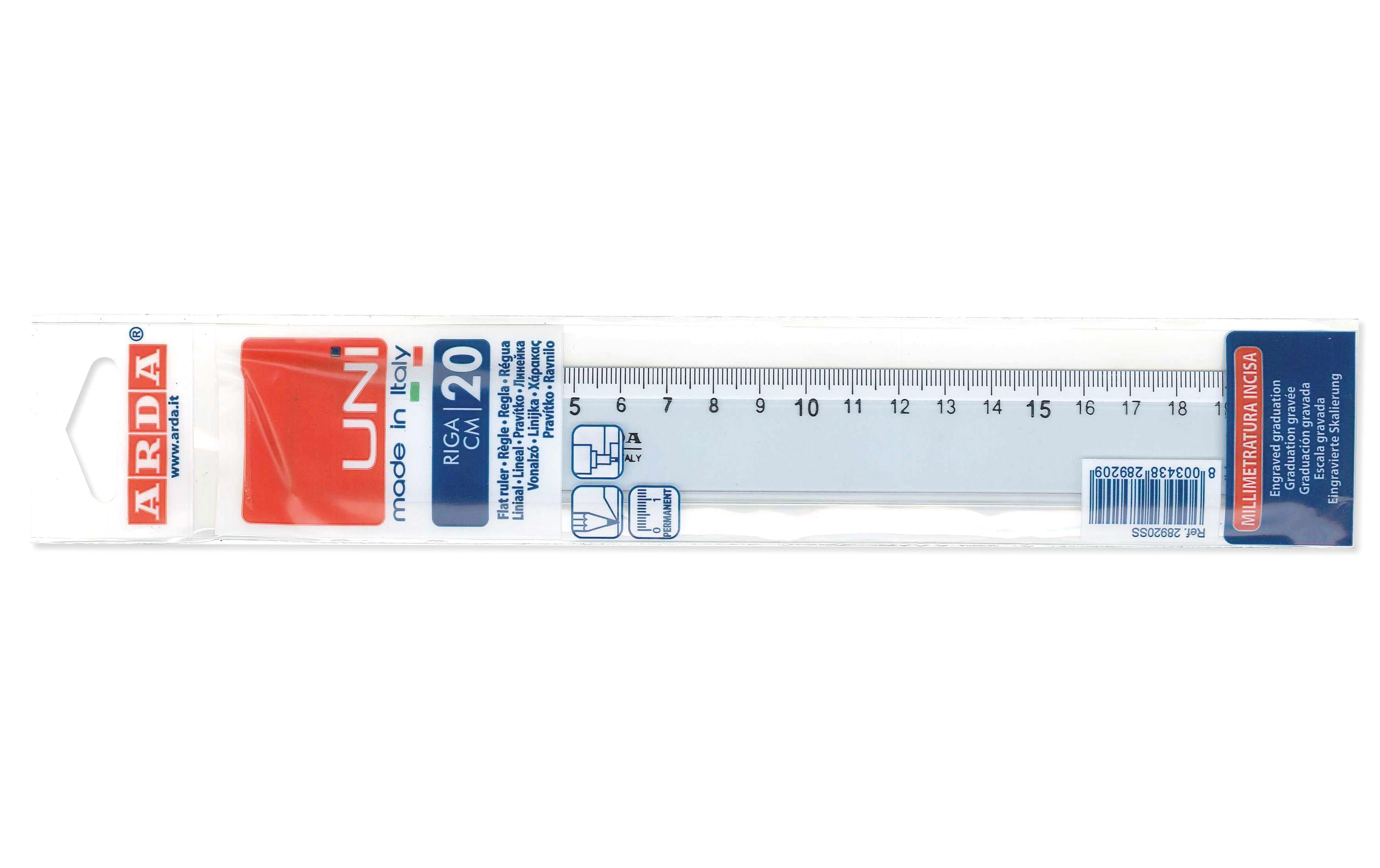 ARDA Massstab 20cm transparent UNI Lineal 15cm