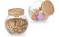 relaxdays Bonbongläser-Set 2 Stück, Glas/Bambus aus China