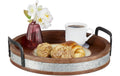 relaxdays Serviertablett Mangoholz 35cm Metall/Mangoholz aus Indien