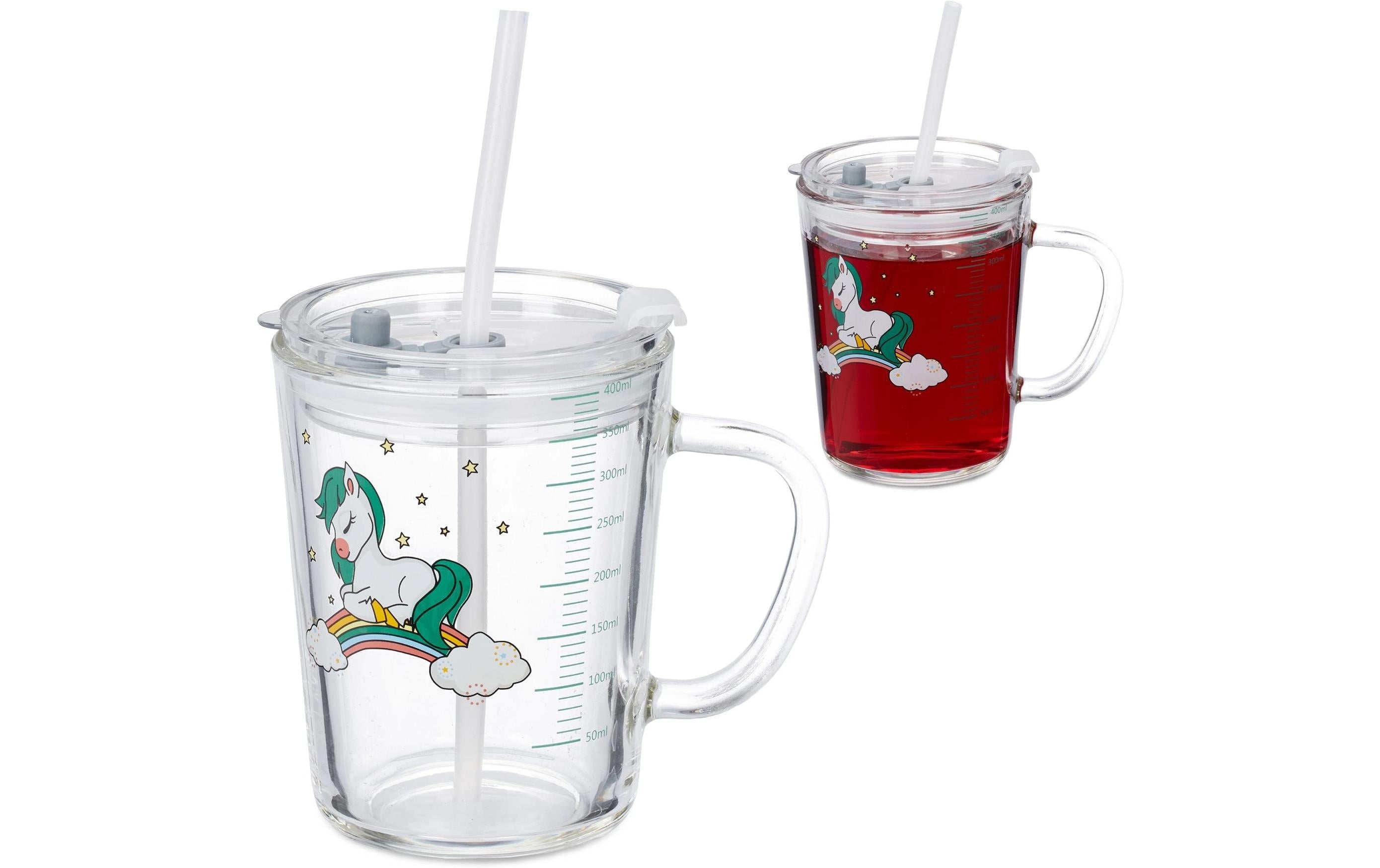 relaxdays Kindergläser Pferd 400ml 2 Stück, Glas