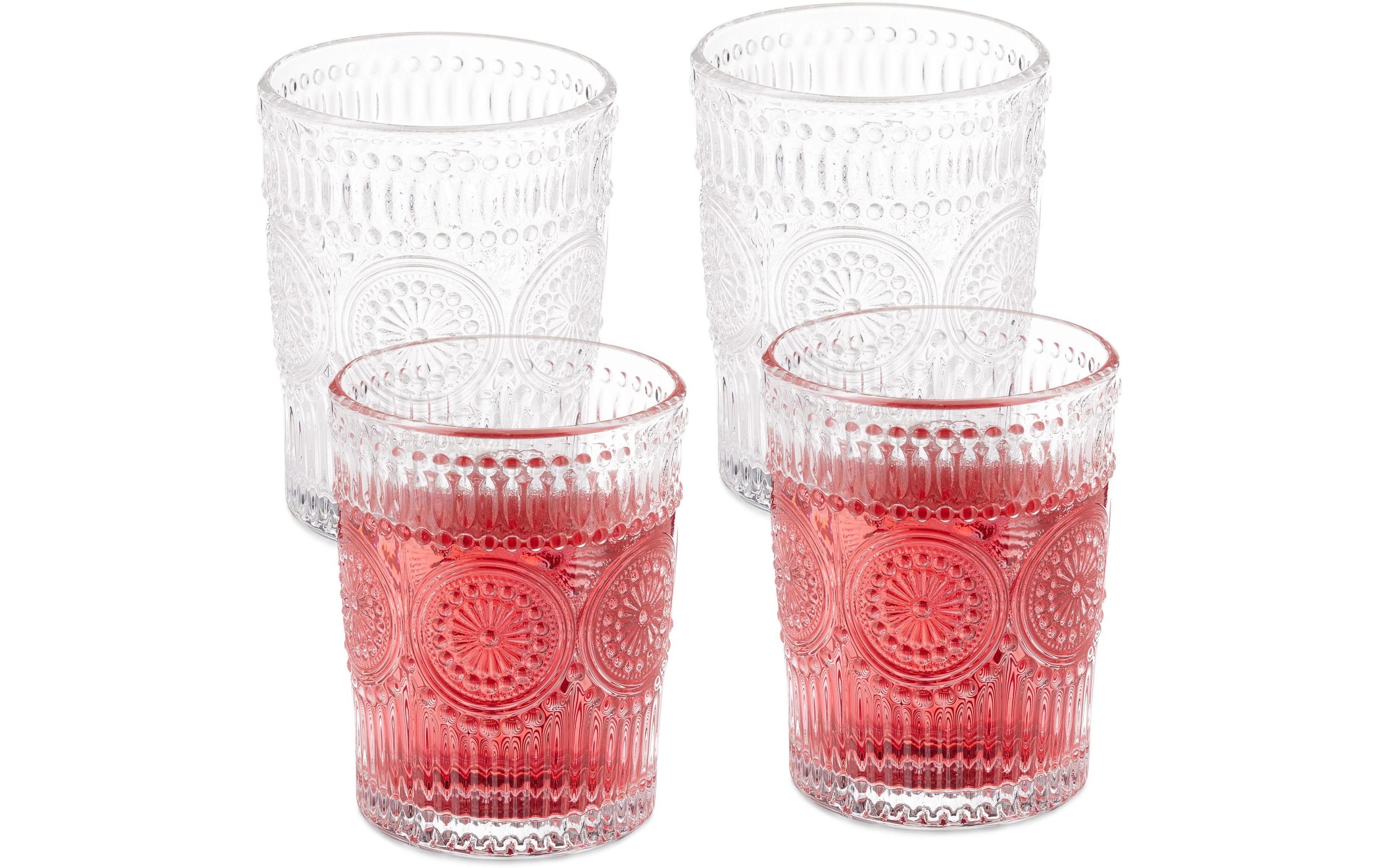 relaxdays Trinkgläser-Set Vintage 300ml 4 Stück, Glas