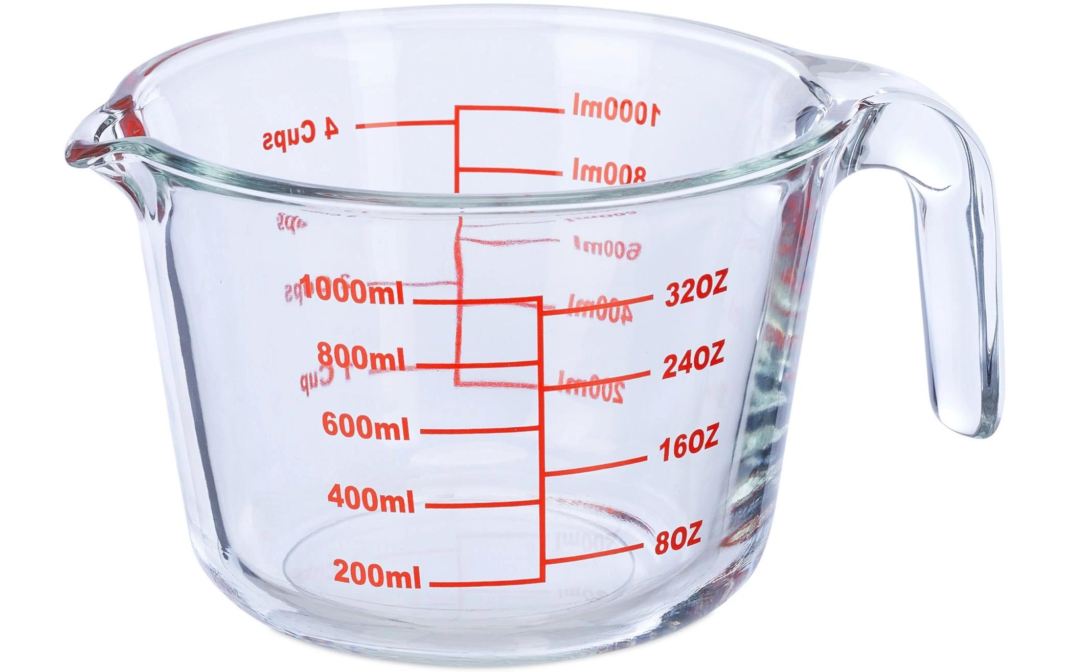 relaxdays Messbecher 1 Liter Borosilikatglas
