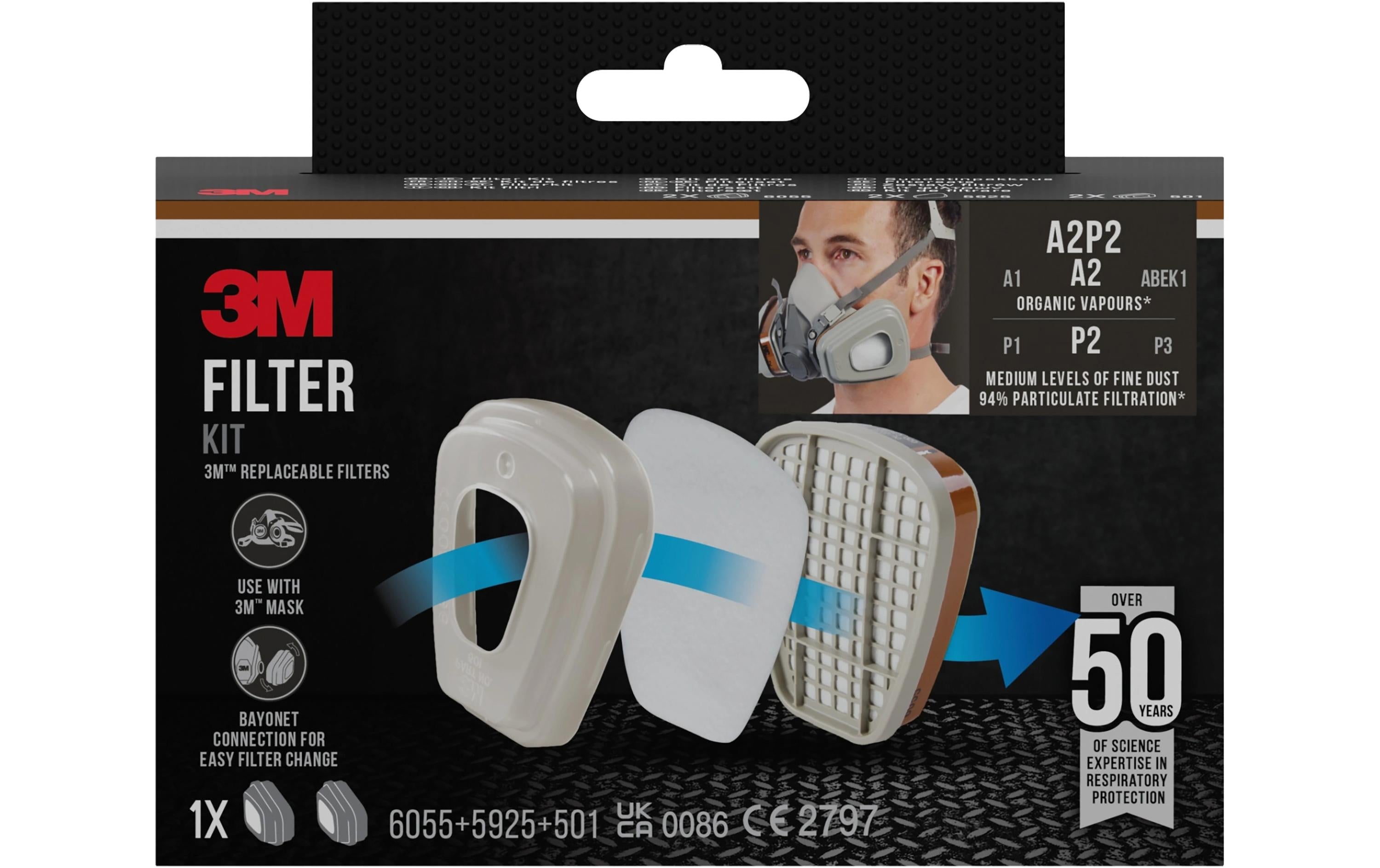3M Filter Farbspritzmaske A2P2 6002CR Wechselfilter 2 Stück