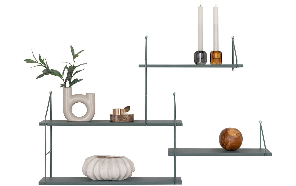 House Nordic Wandregal Harlem, Grün 99x17.5x62 cm, Stahl, Paulownia