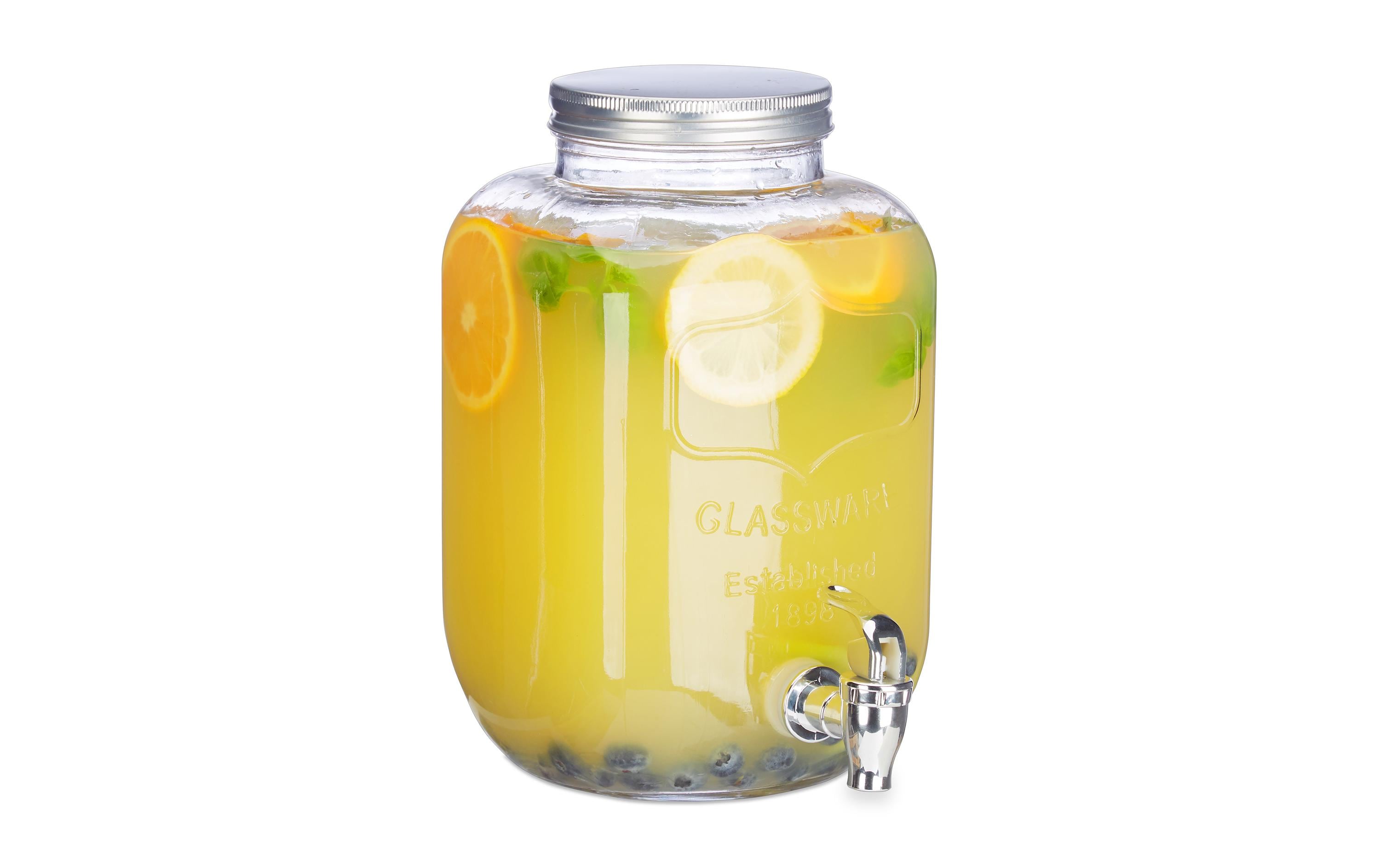 relaxdays Getränkespender Glas, 5 Liter