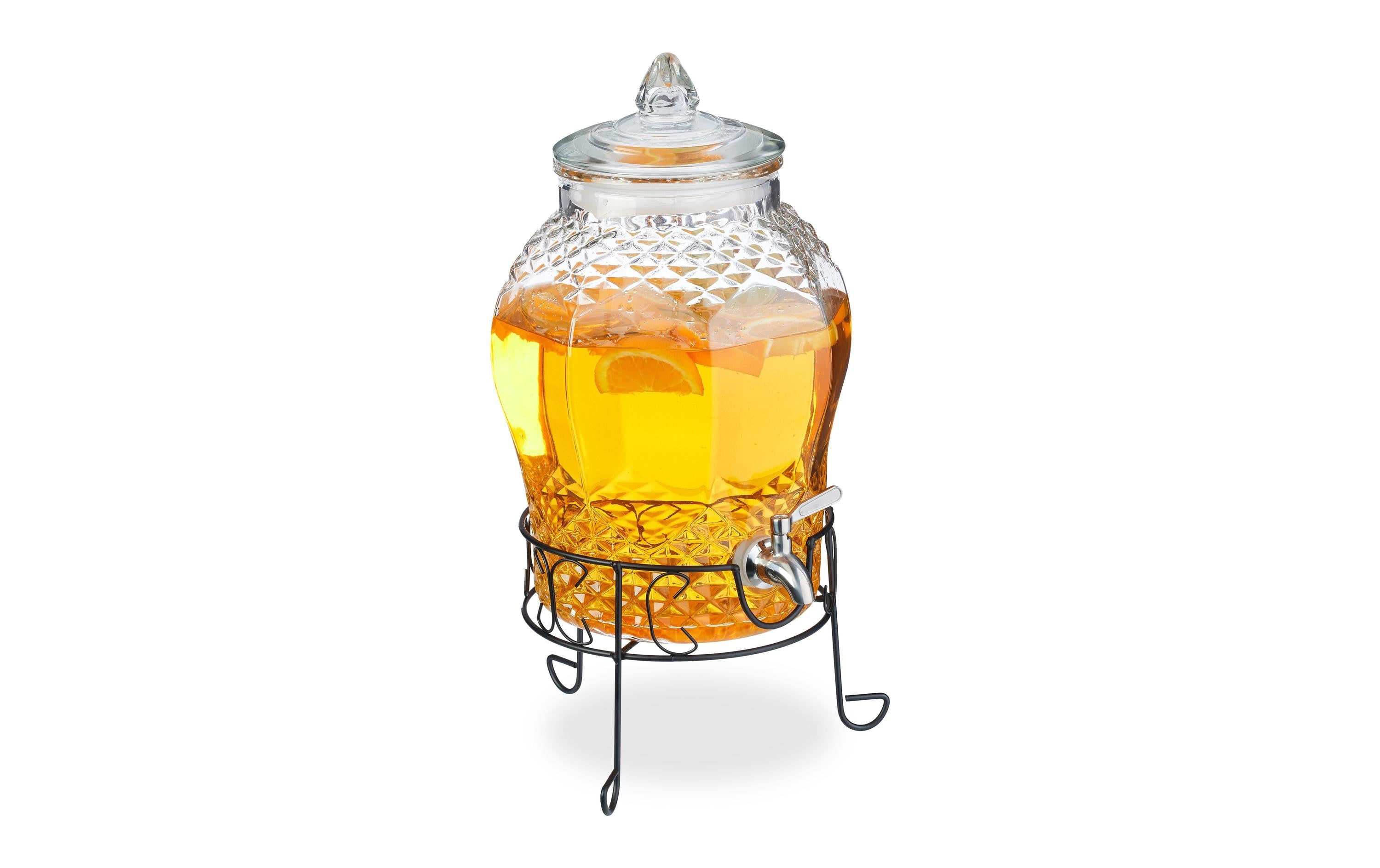 relaxdays Getränkespender Vintage Glas, 8 Liter