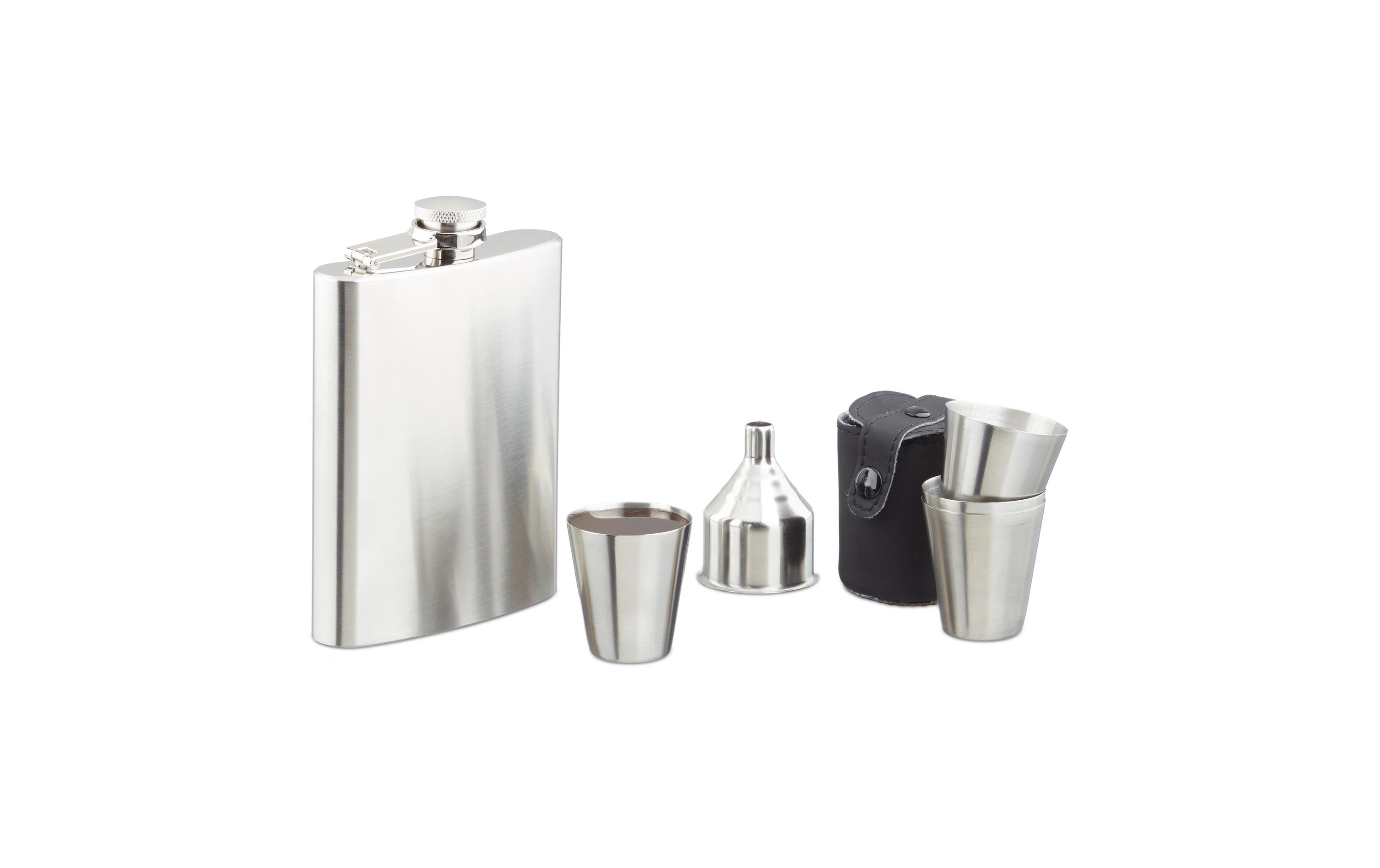 relaxdays Flachmann-Set 7-teilig, Edelstahl