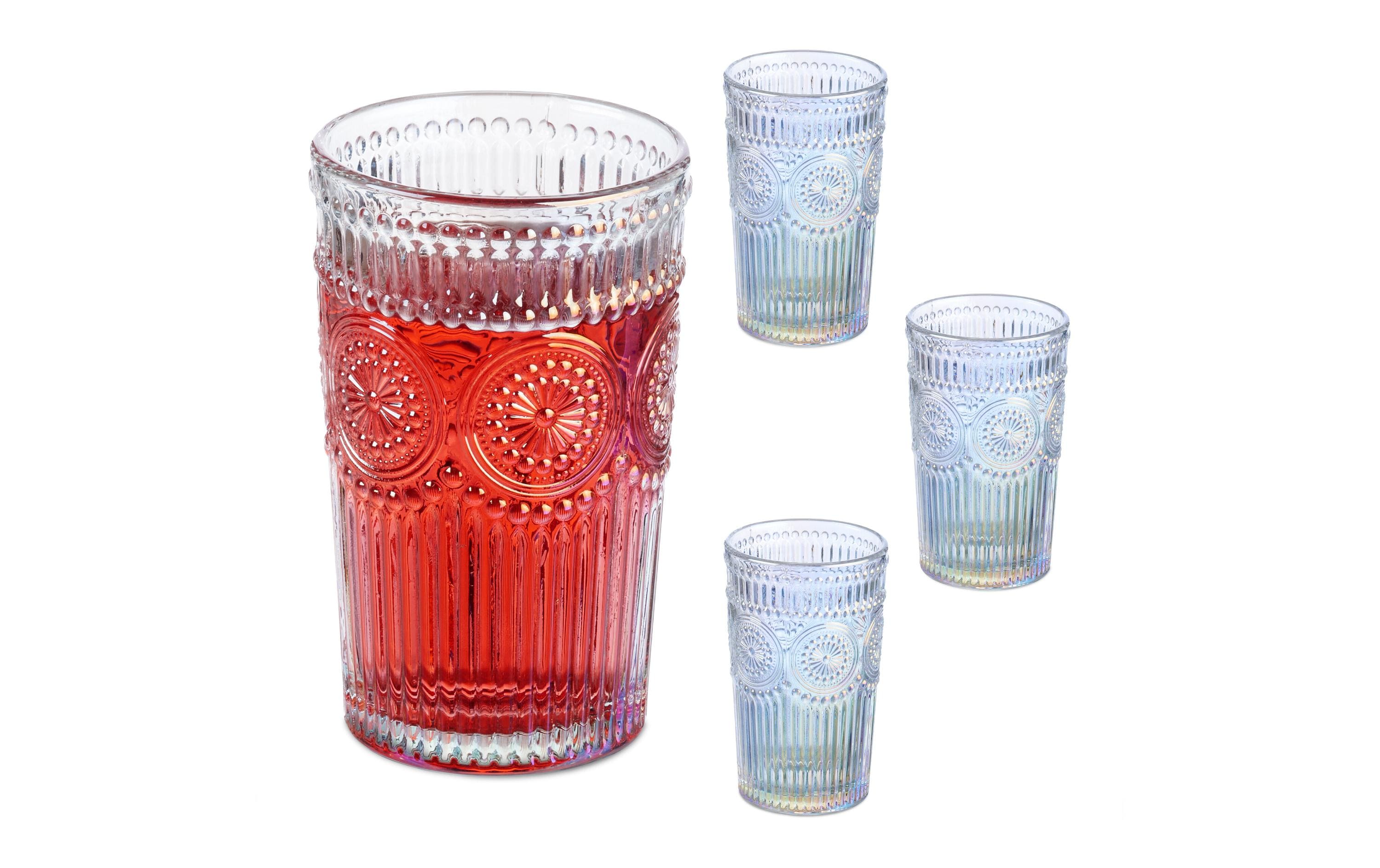 relaxdays Trinkgläser-Set Vintage 360ml 4 Stück, Glas