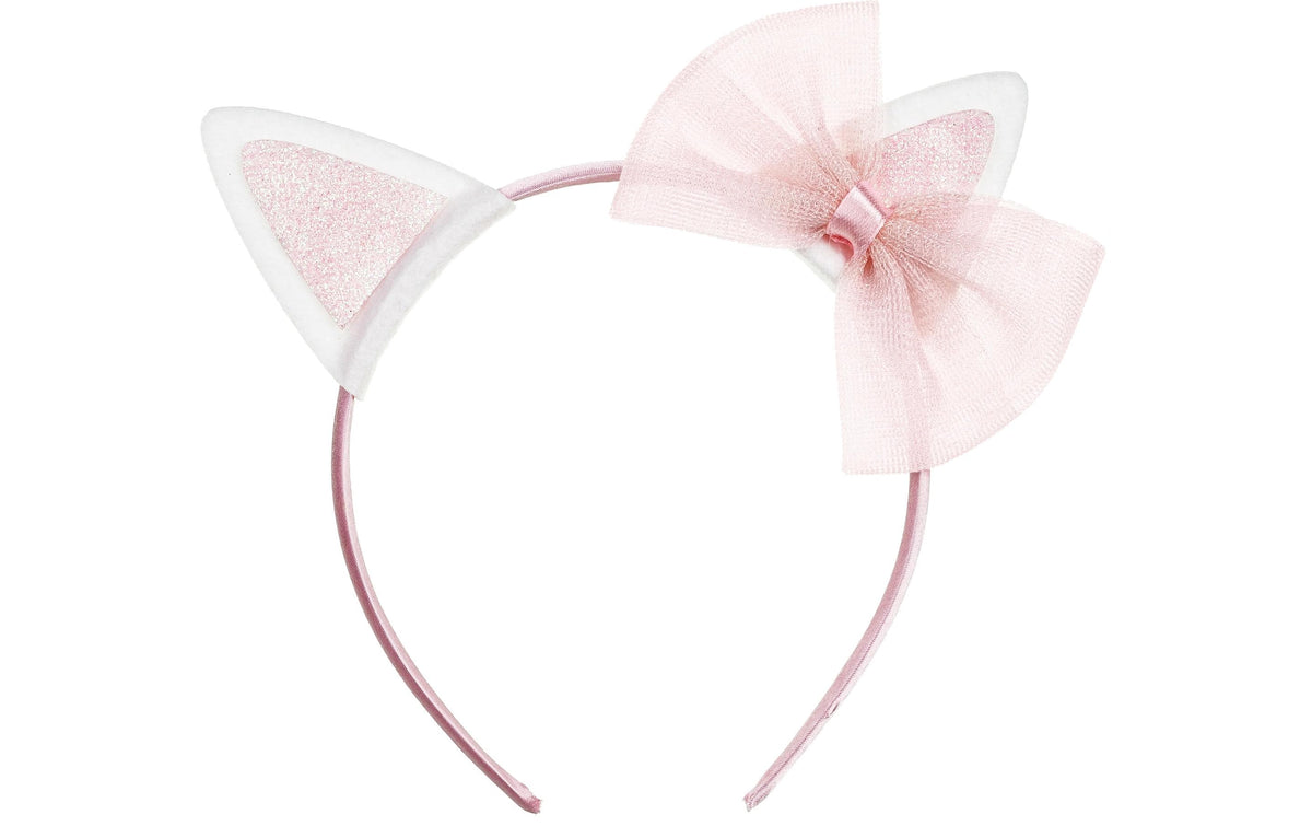 Partydeco Haarreif Katze mit Schleife rosa, 18.5 x 17 cm