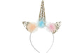Partydeco Haarreif Einhorn mit Rüsche farbig, 26.5 x 17.2 cm
