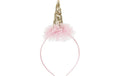 Partydeco Haarreif Einhorn mit Rüsche rosa/gold, 11 x 25 cm