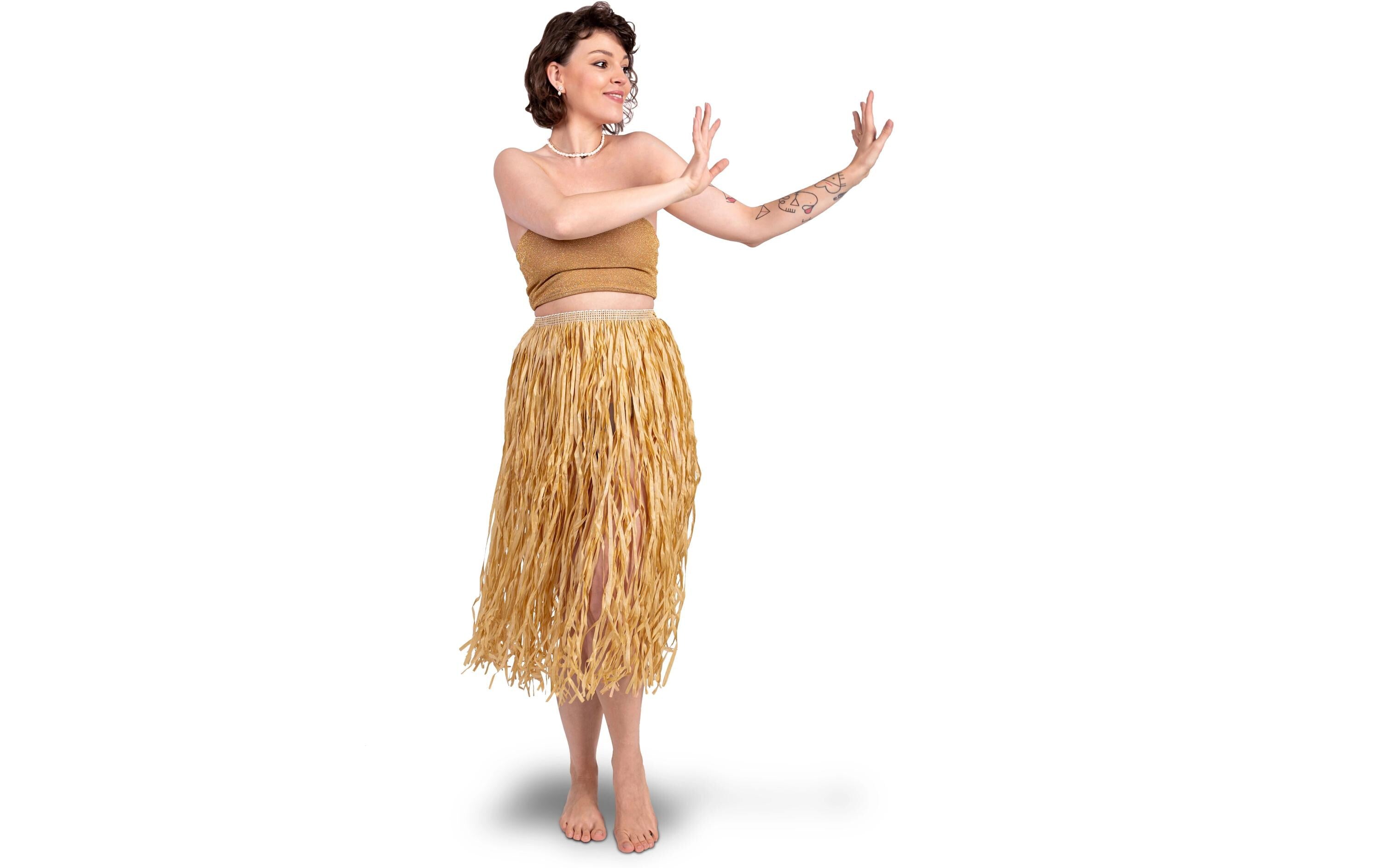 Partydeco Raffia Rock Hawaii beige L: 77cm, Tallienbreite: 31.5cm, elastisch