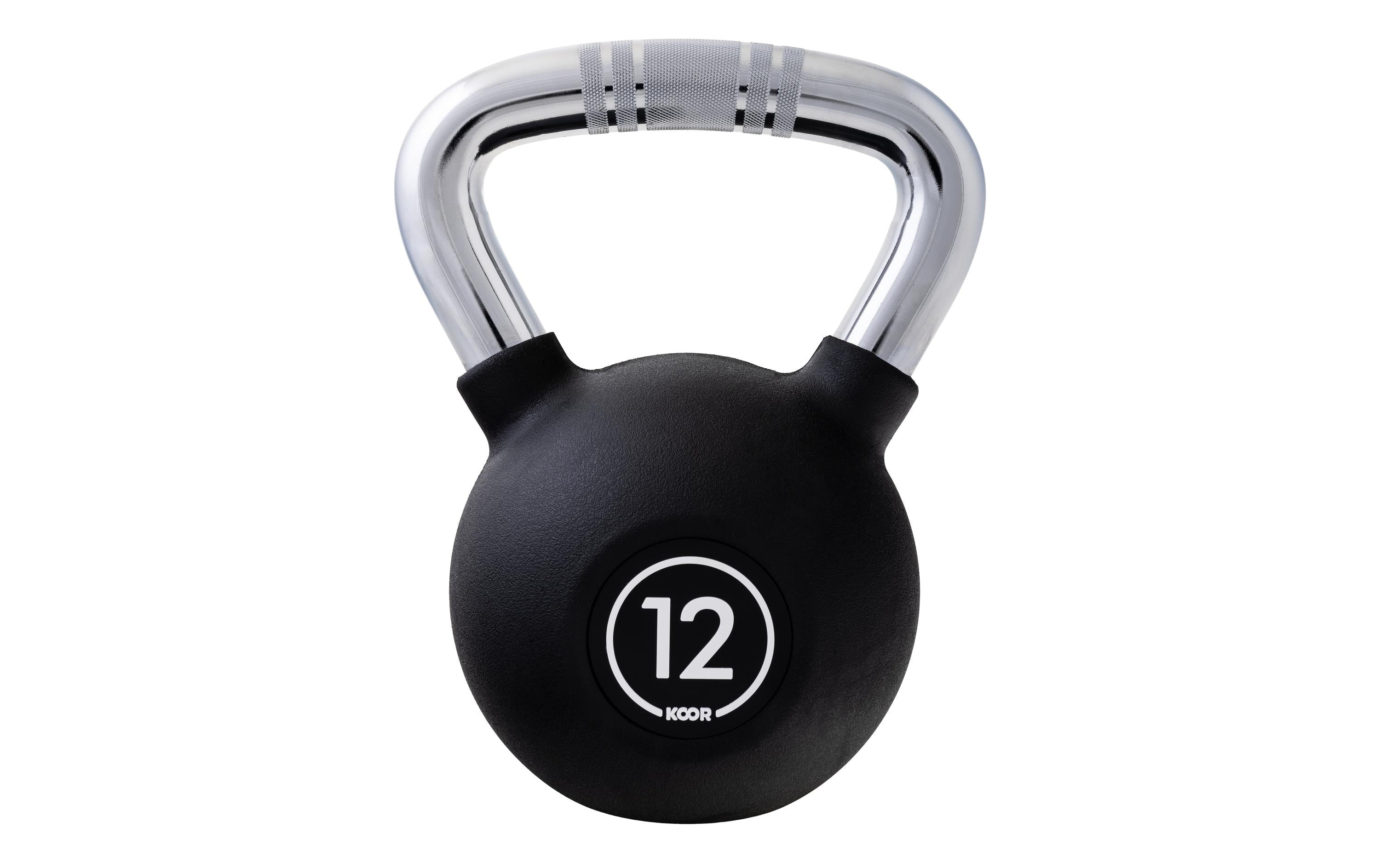 KOOR Kettlebell 12 kg schwarz 12 kg, Gummi, schwarz