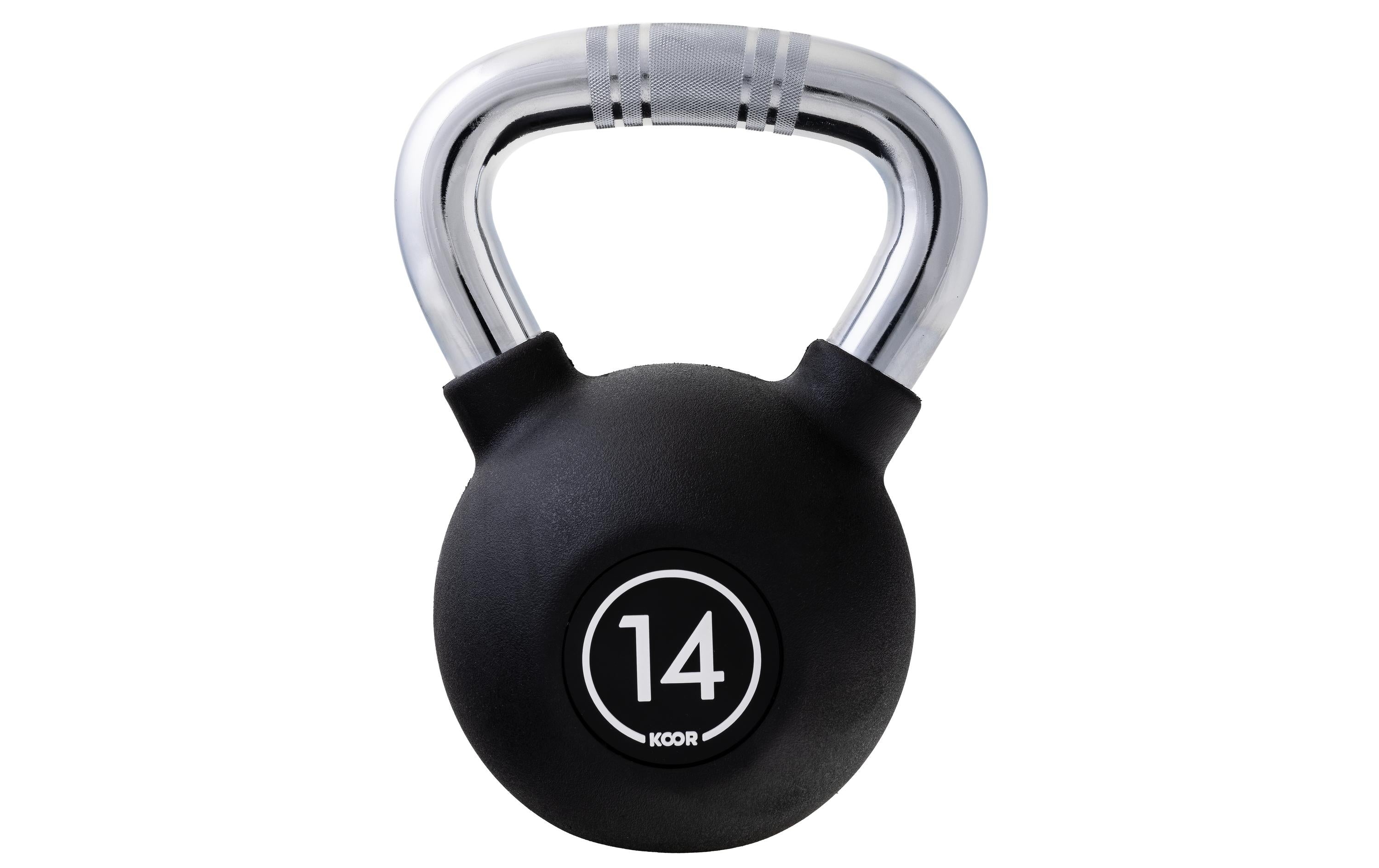 KOOR Kettlebell 14 kg schwarz 14 kg, Gummi, schwarz